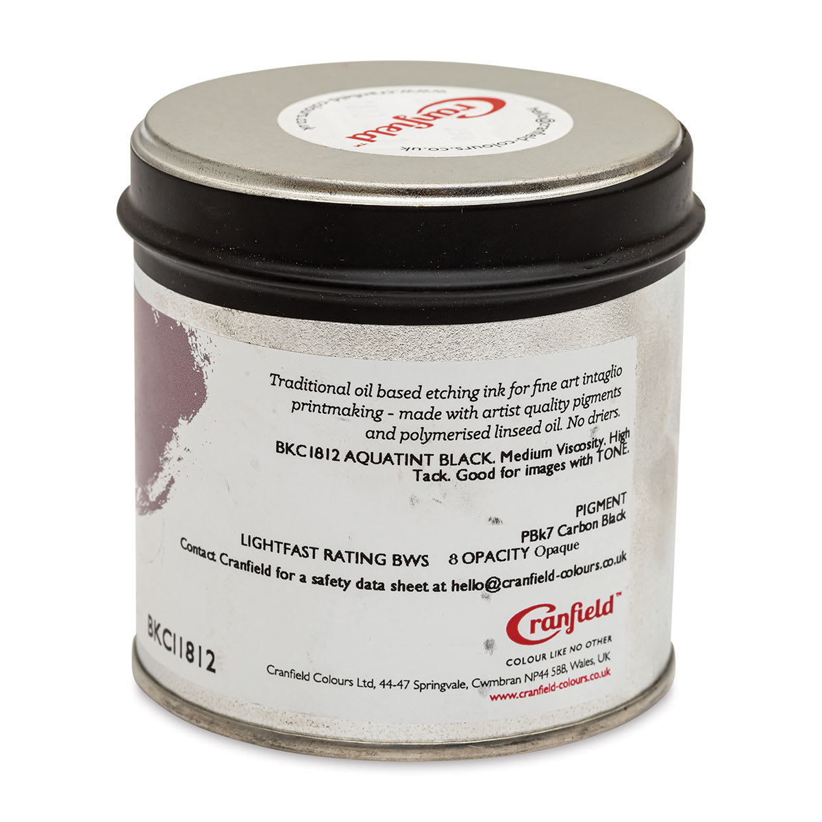 Cranfield Traditional Etching Ink - Antique Black, 250 g - back