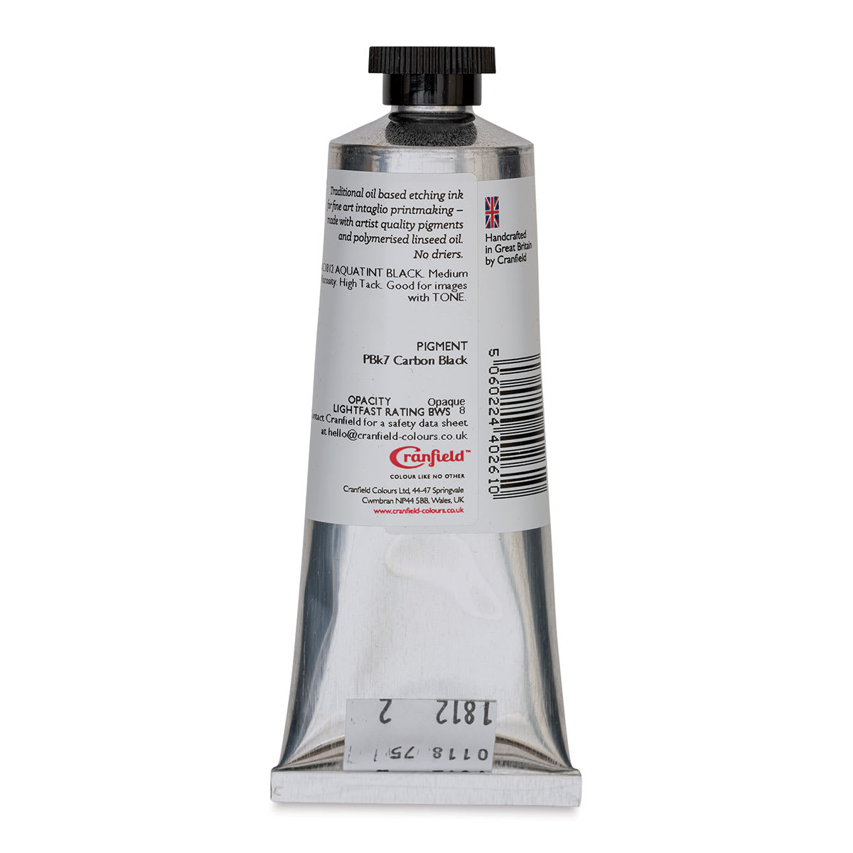 Cranfield Traditional Etching Ink - Aquatint Black, 75 ml - back
