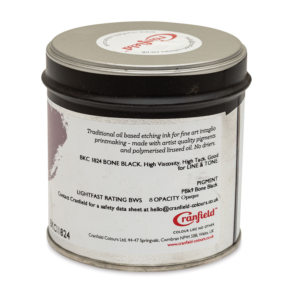 Cranfield Traditional Etching Ink - Bone Black, 250 g - back