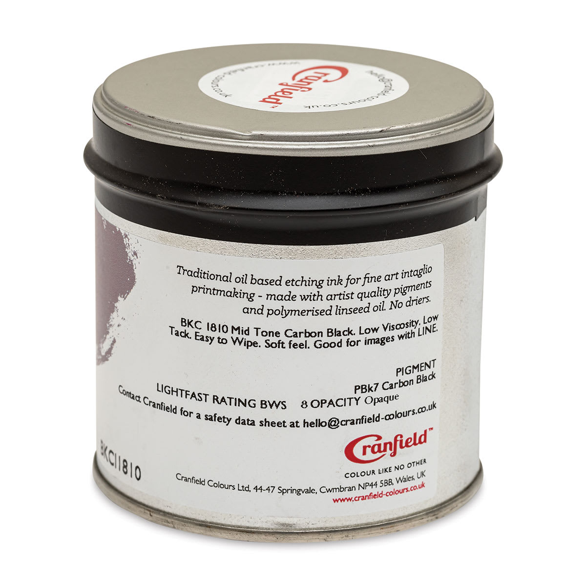 Cranfield Traditional Etching Ink - Mid Black, 250 g - back
