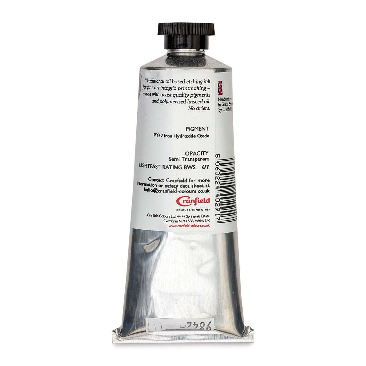 Cranfield Traditional Etching Ink - Yellow Ochre, 75 ml - back