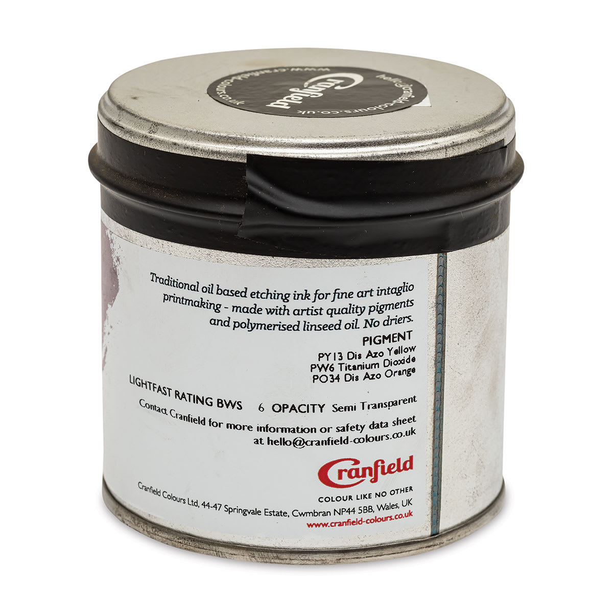Cranfield Traditional Etching Ink - Indian Yellow, 250 g - back