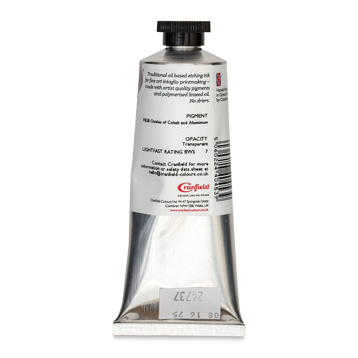 Cranfield Traditional Etching Ink - Cobalt Blue, 75 ml - back