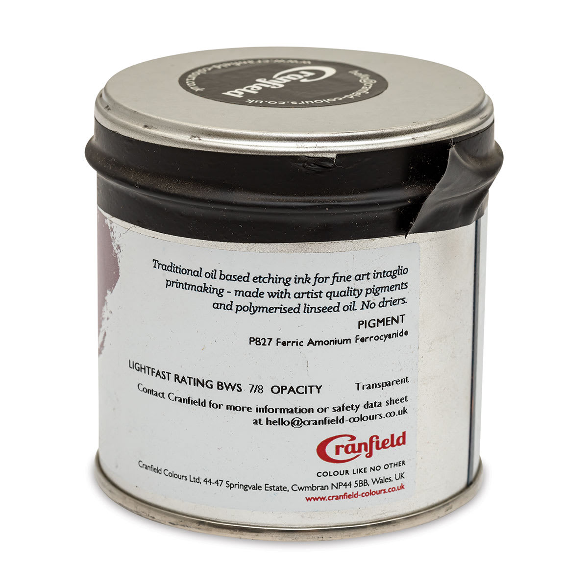 Cranfield Traditional Etching Ink - Prussian Blue, 250 g - back