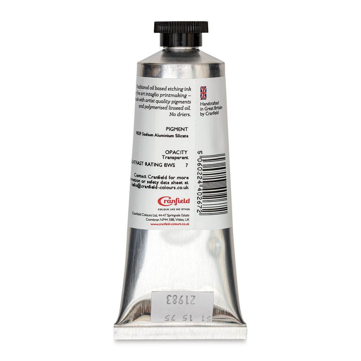 Cranfield Traditional Etching Ink - Ultramarine Blue, 75 ml - back