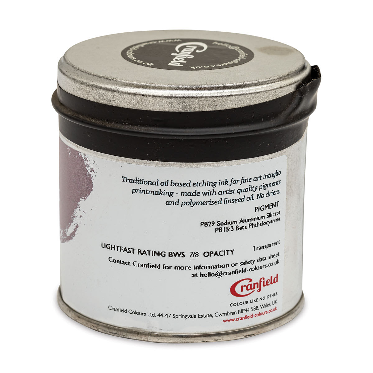 Cranfield Traditional Etching Ink - Orient Blue, 250 g - back