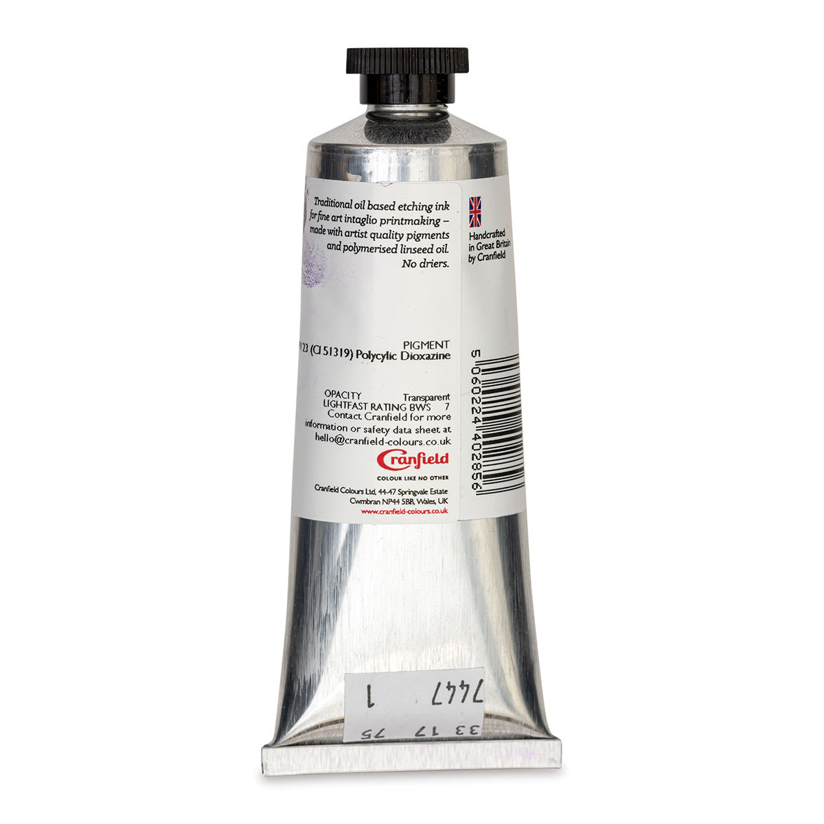 Cranfield Traditional Etching Ink - Carbazole Violet, 75 ml - back