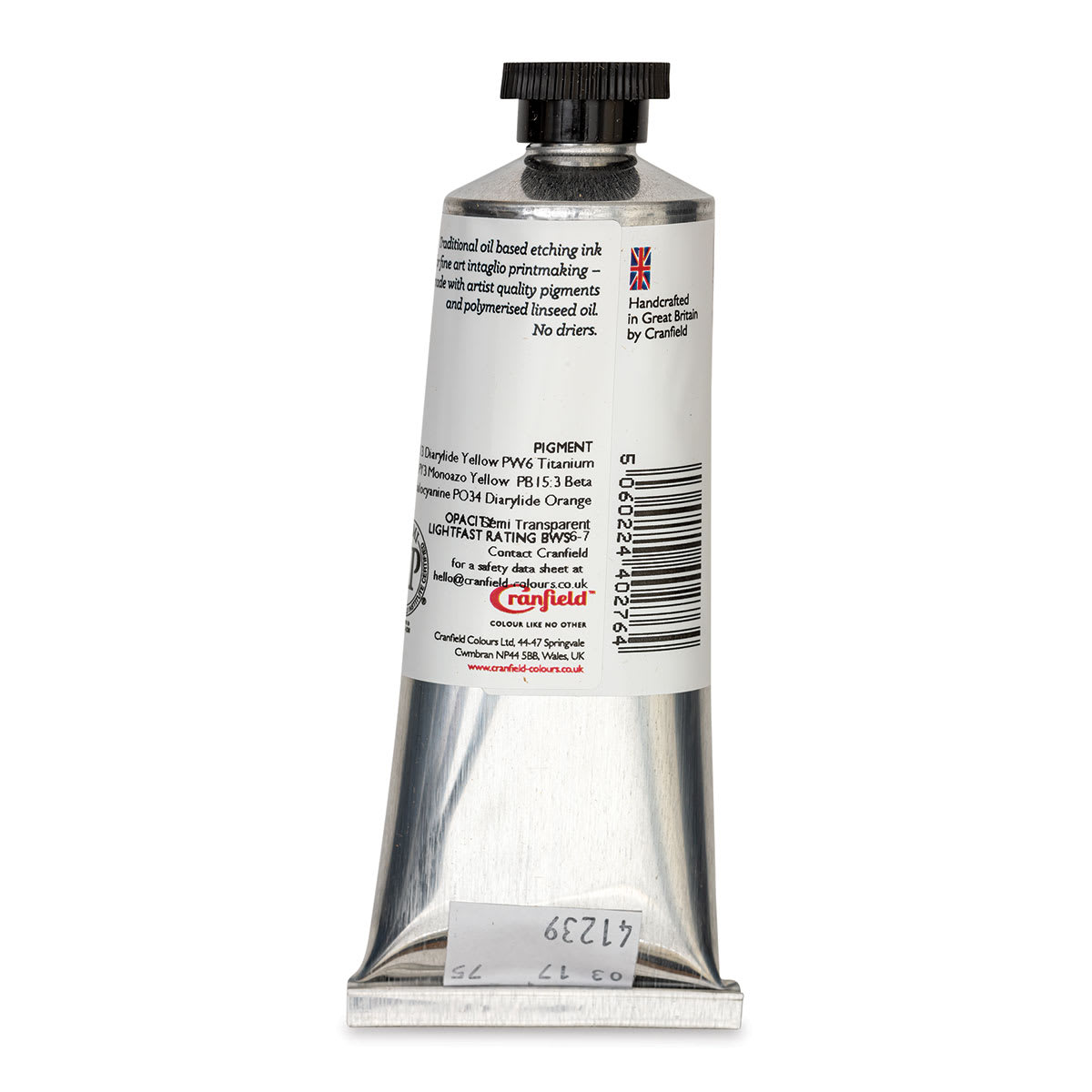 Cranfield Traditional Etching Ink - Light Green, 75 ml - back
