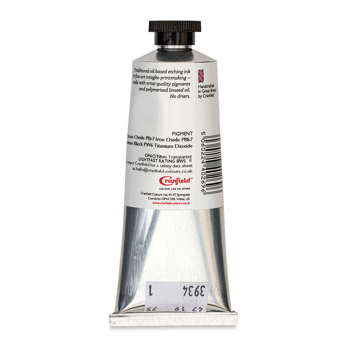Cranfield Traditional Etching Ink - Burnt Umber, 75 ml - back
