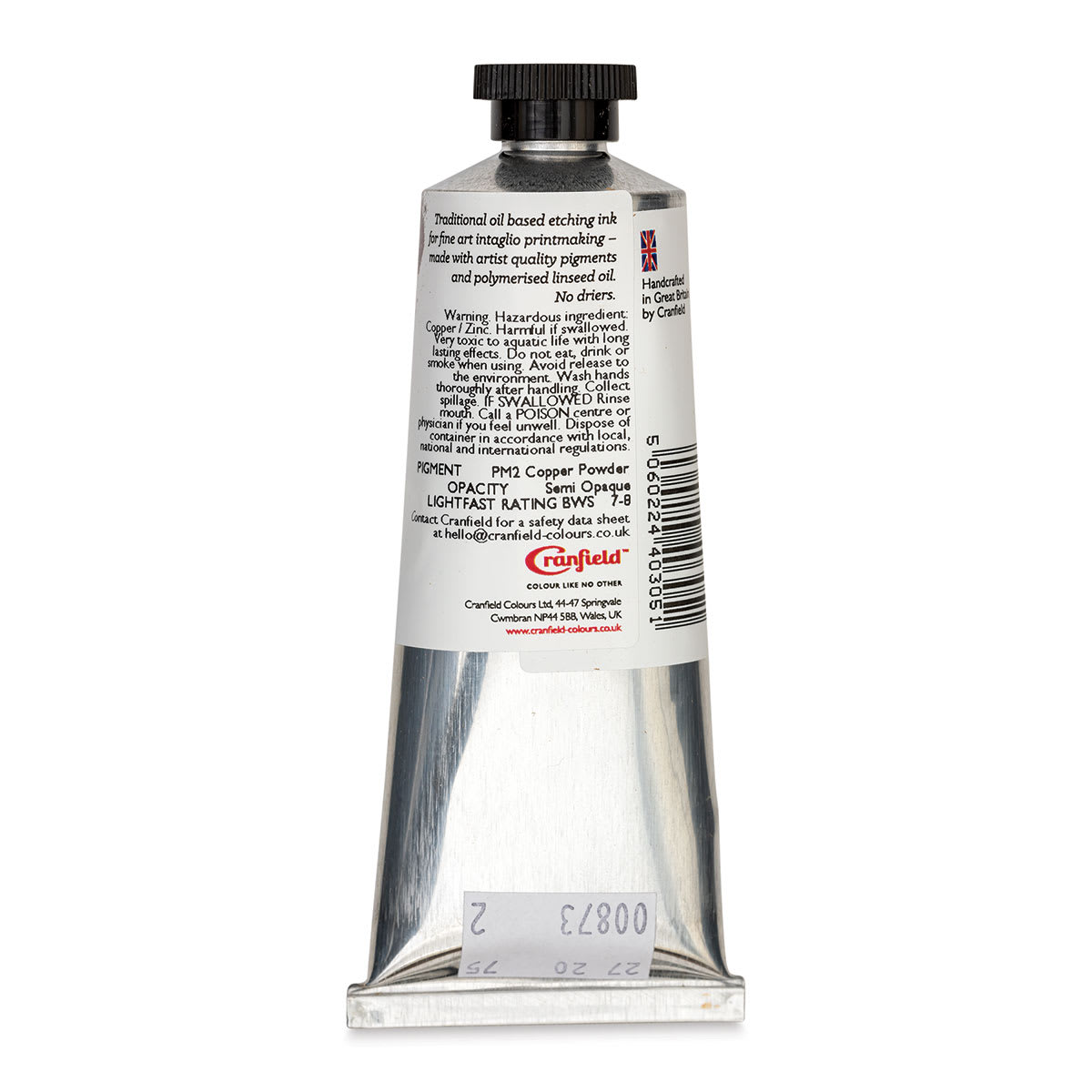 Cranfield Traditional Etching Ink - Gold, 75 ml - back