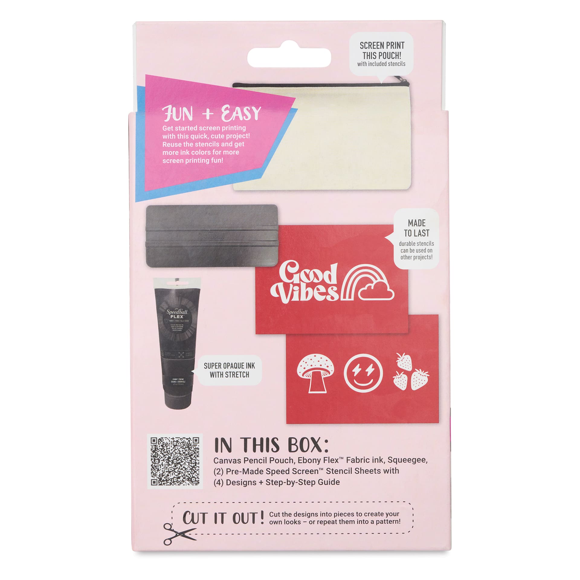 Speedball DIY Screen Printing Starter Kit, back of packaging