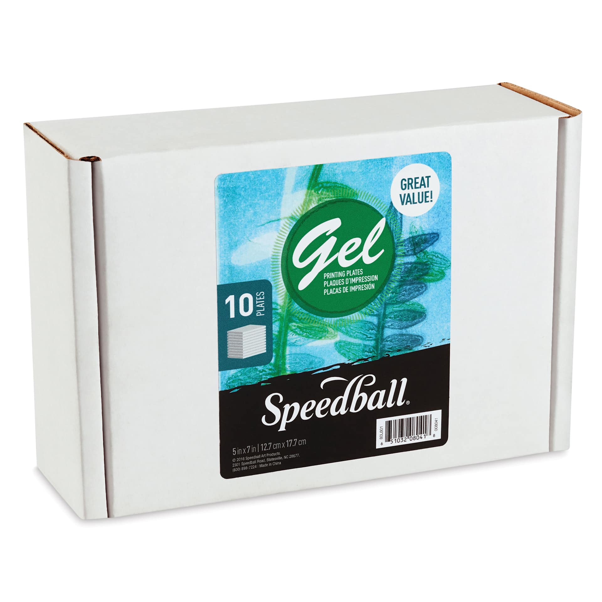 Speedball Gel Printing Plate - 5" x 5", Pkg of 10 front of packaging