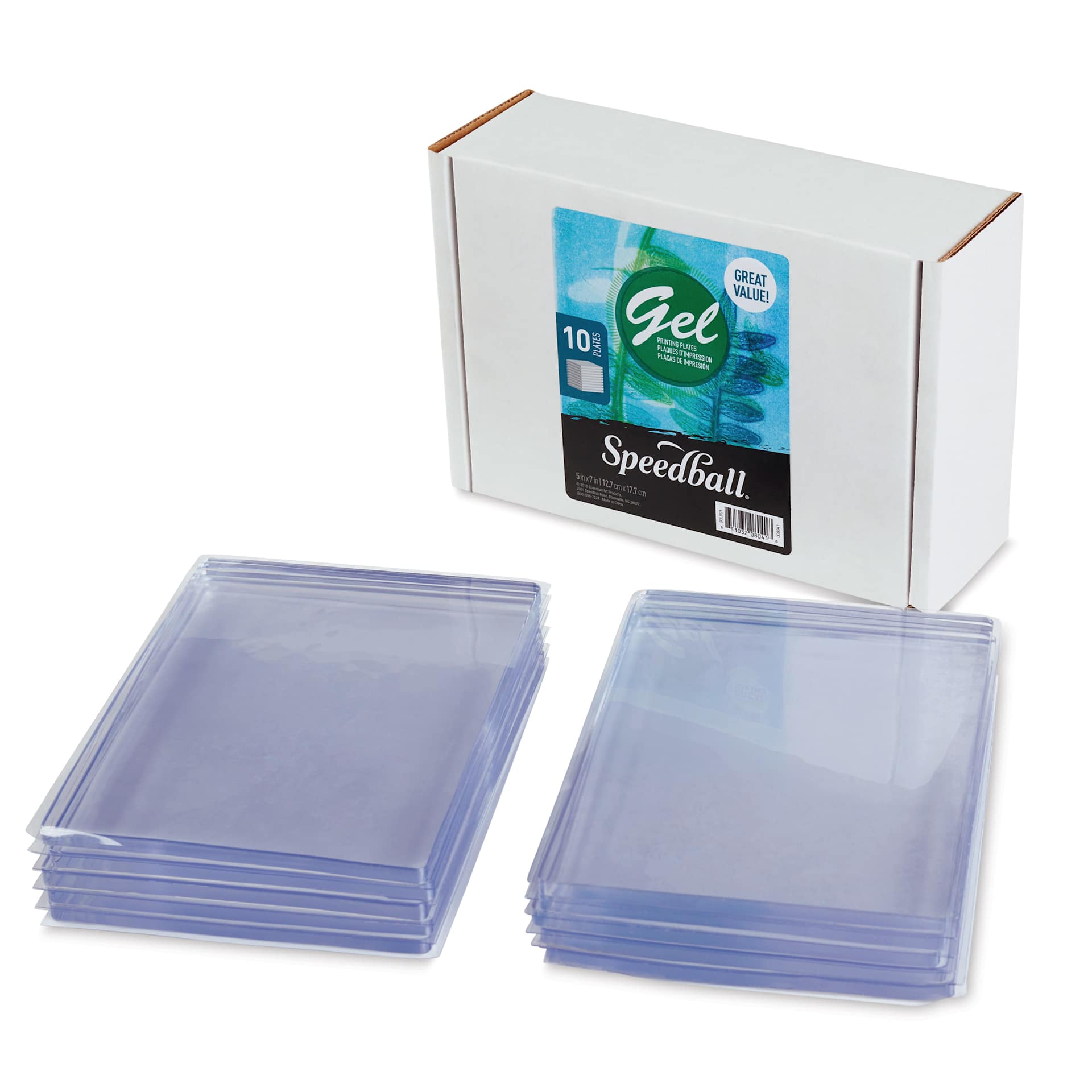 Speedball Gel Printing Plate - 5" x 5", Pkg of 10 contents and packaging
