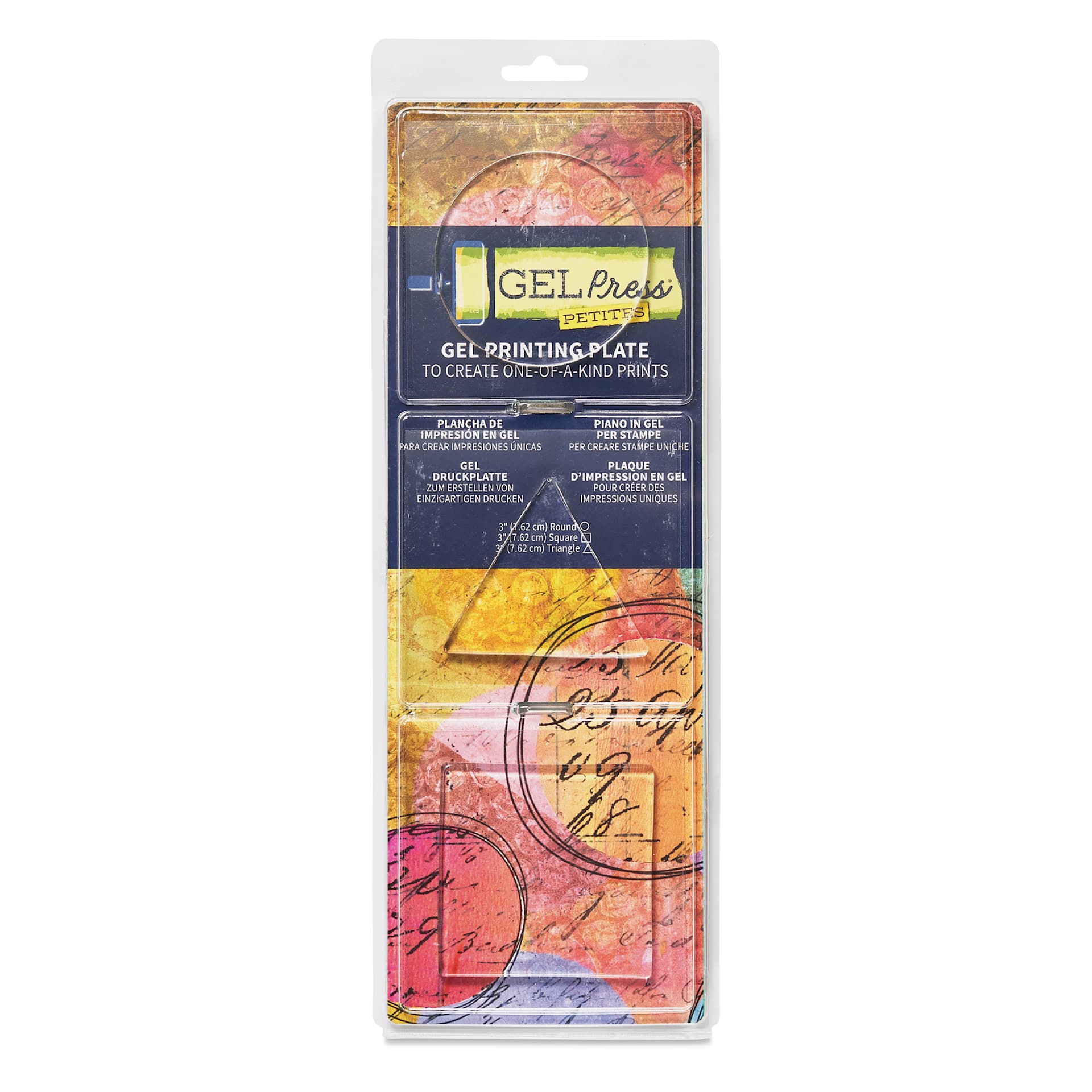 Gel Press Petite Printing Plates - Basic Shapes, Set of 3 front of packaging