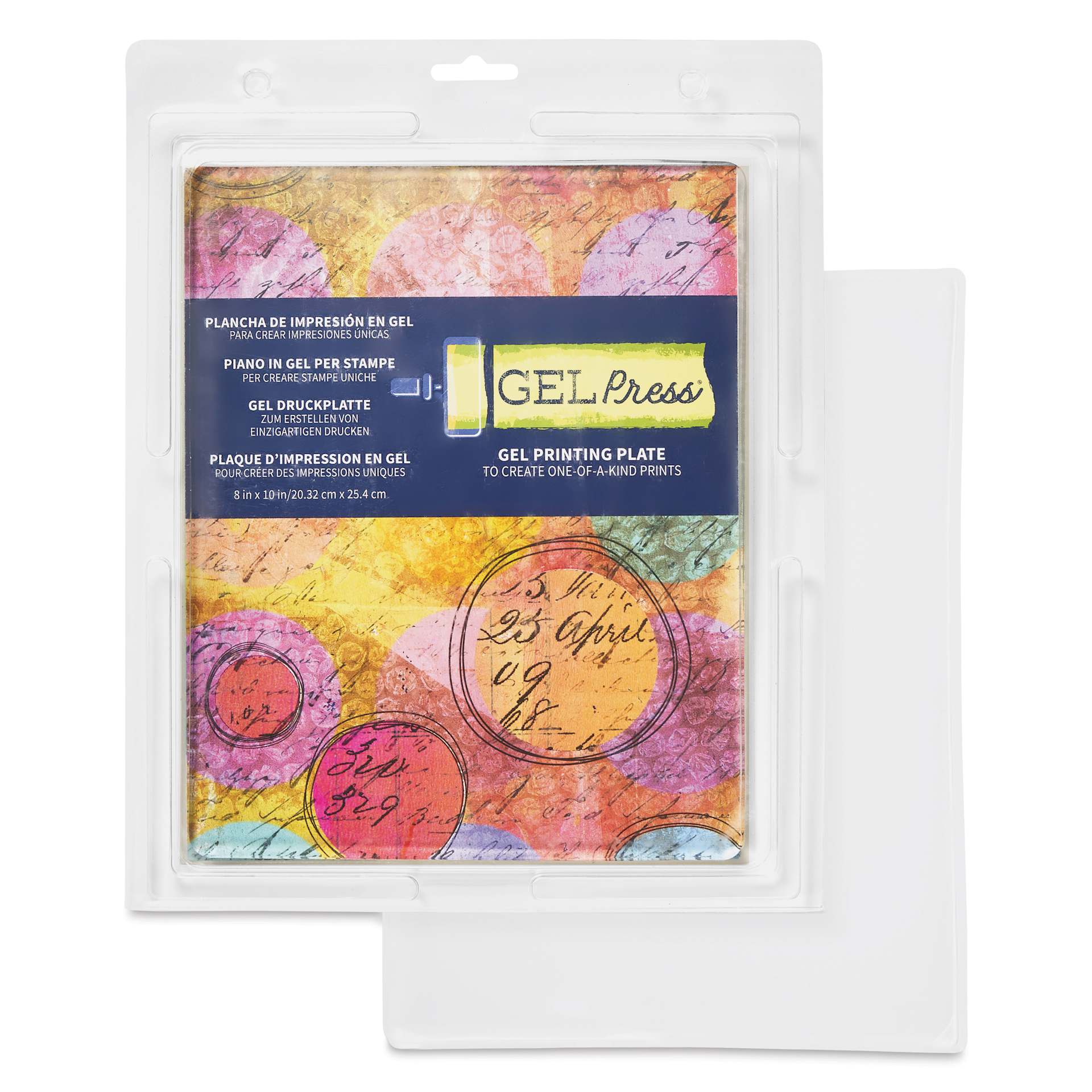 Gel Press Printing Plate - Rectangle, 8" x 10" packaging with contents
