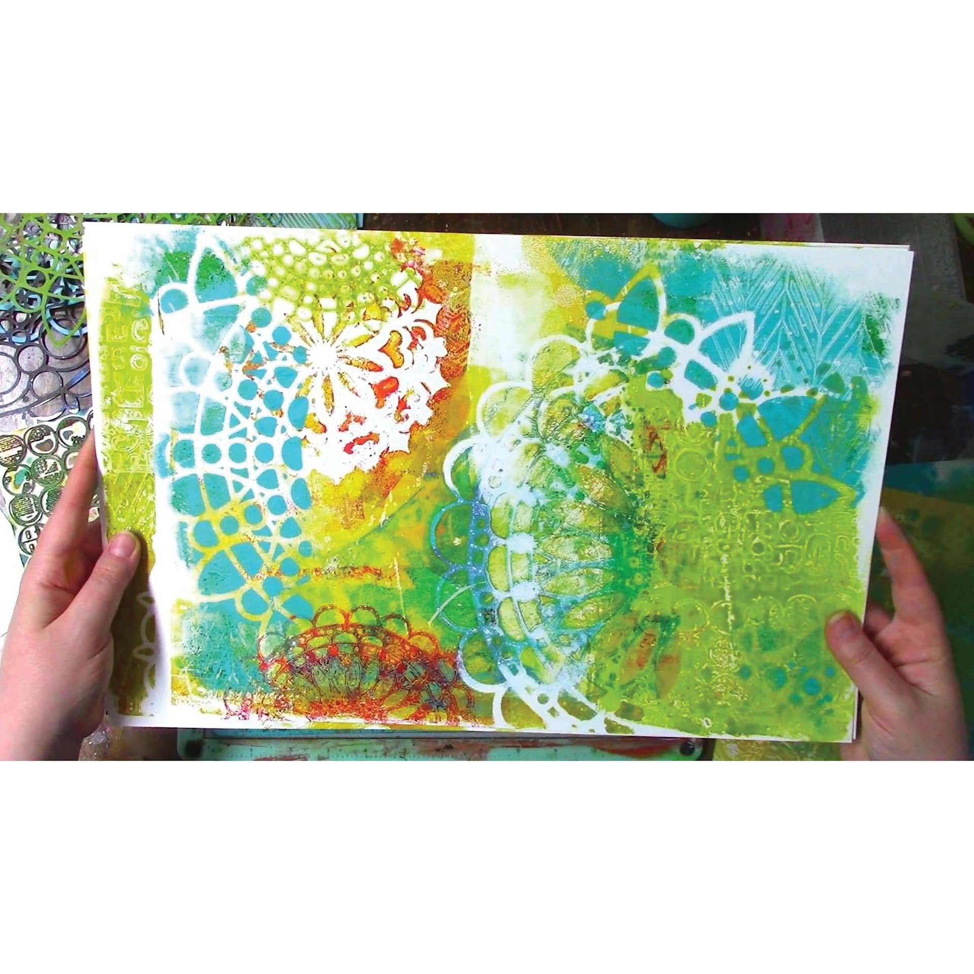 Gel Press Printing Plate - Rectangle, 12" x 14" completed example artwork