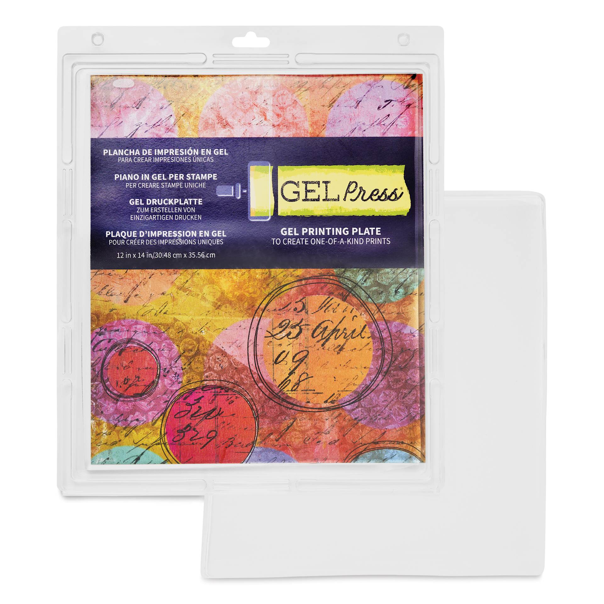 Gel Press Printing Plate - Rectangle, 12" x 14" packaging and contents