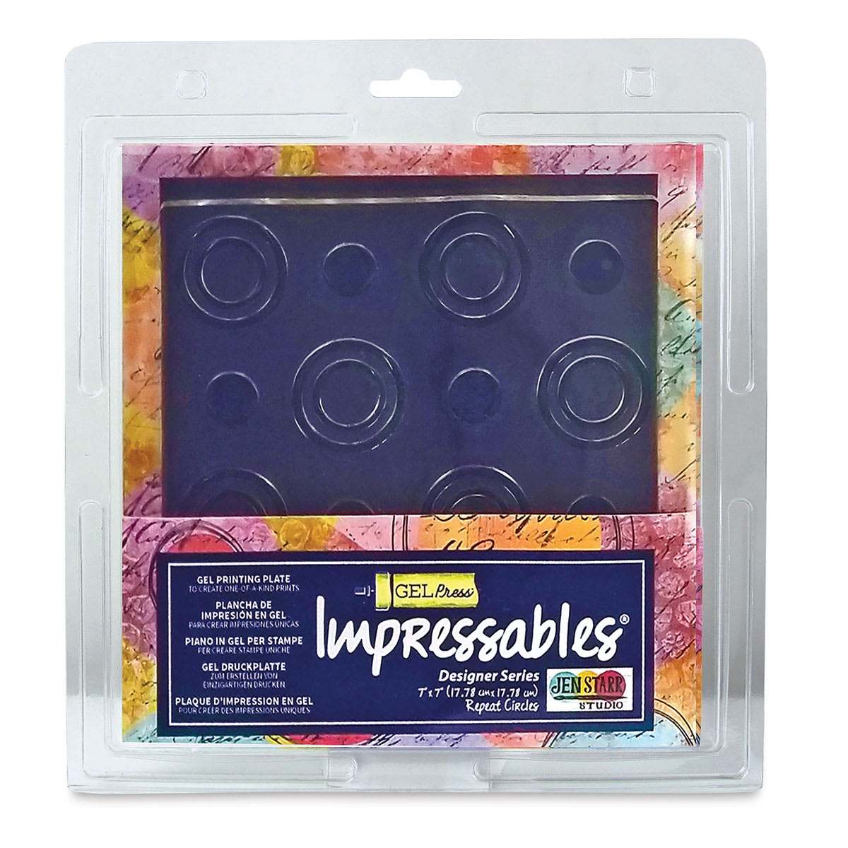 Gel Press Impressables - Front of package of Repeat Circles Plate