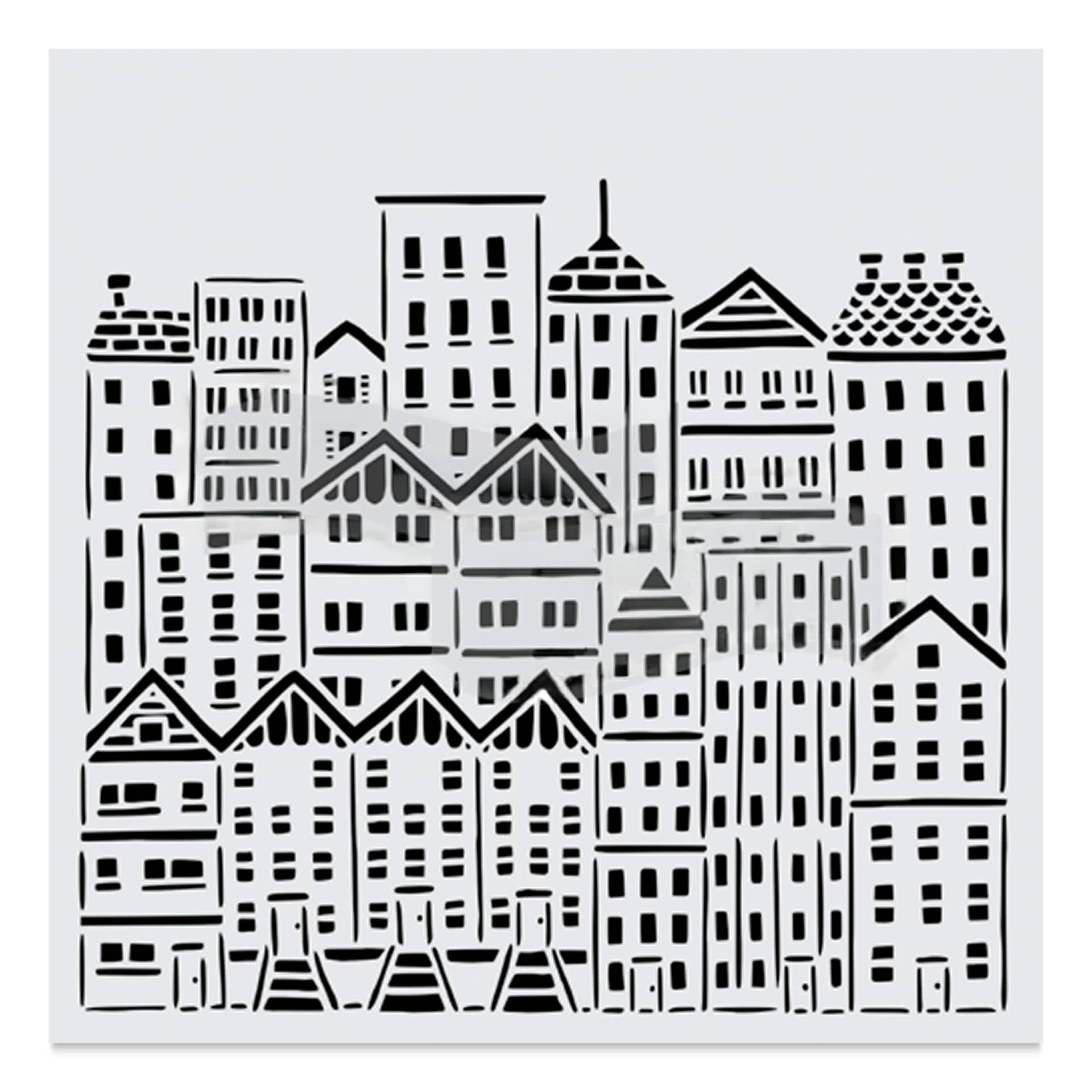 The Crafter's Workshop Stencil - City Buildings, 6" x 6"