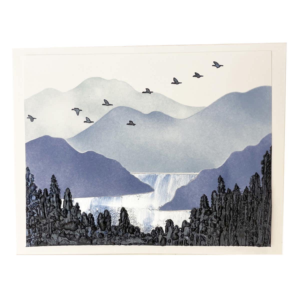 Layered Stencils Mountain Scene