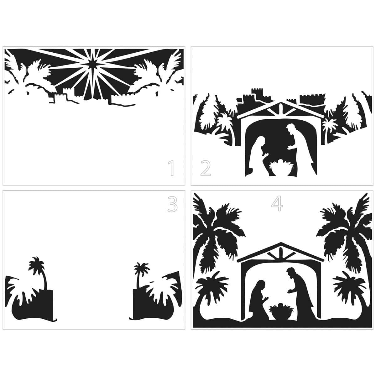 Layered Stencils Nativity Scene