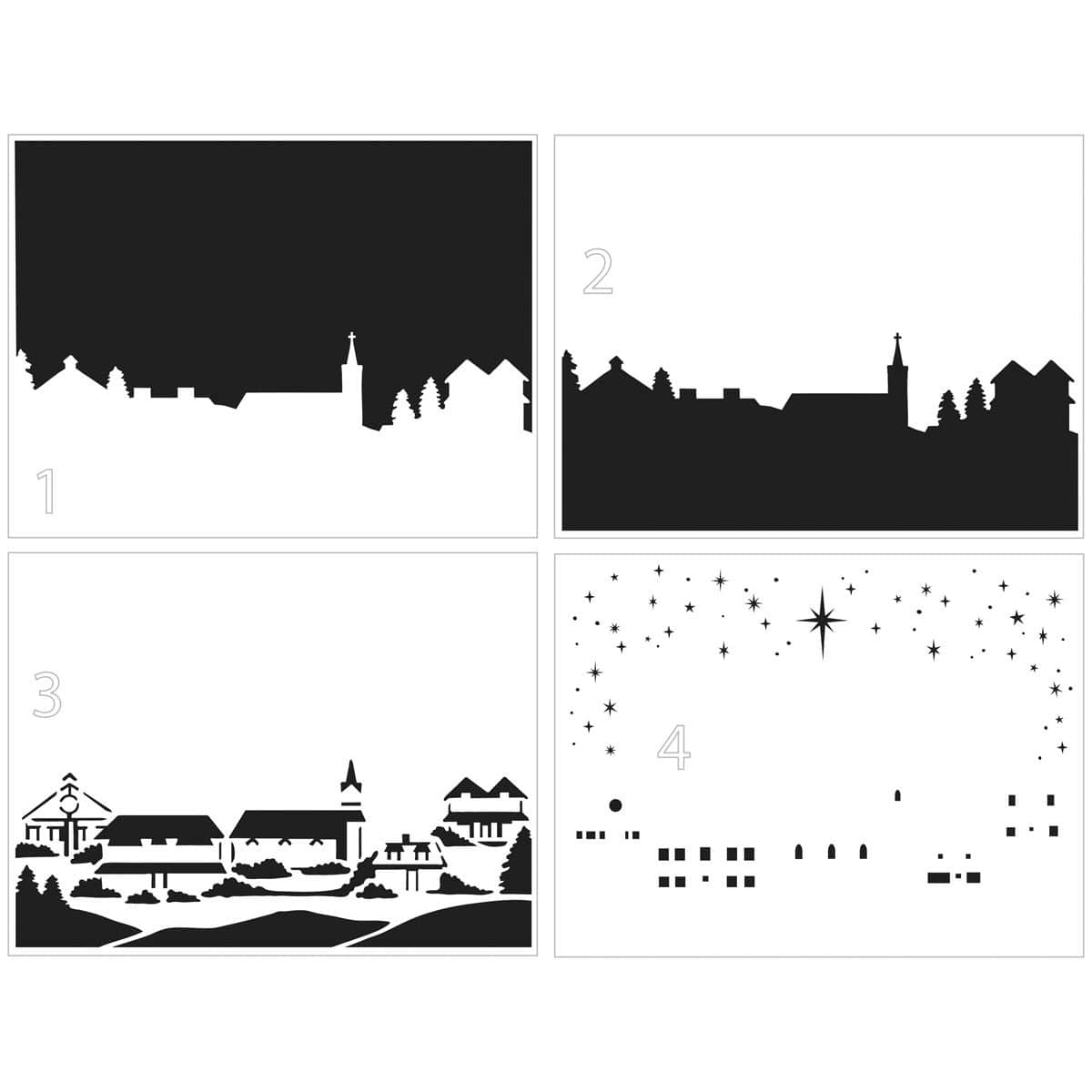 Layered Stencils Starry Village