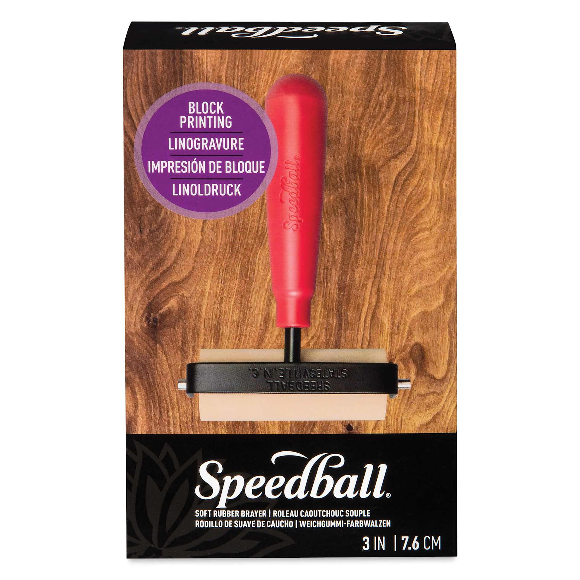 Speedball Soft Rubber Brayer - 3", front of packaging