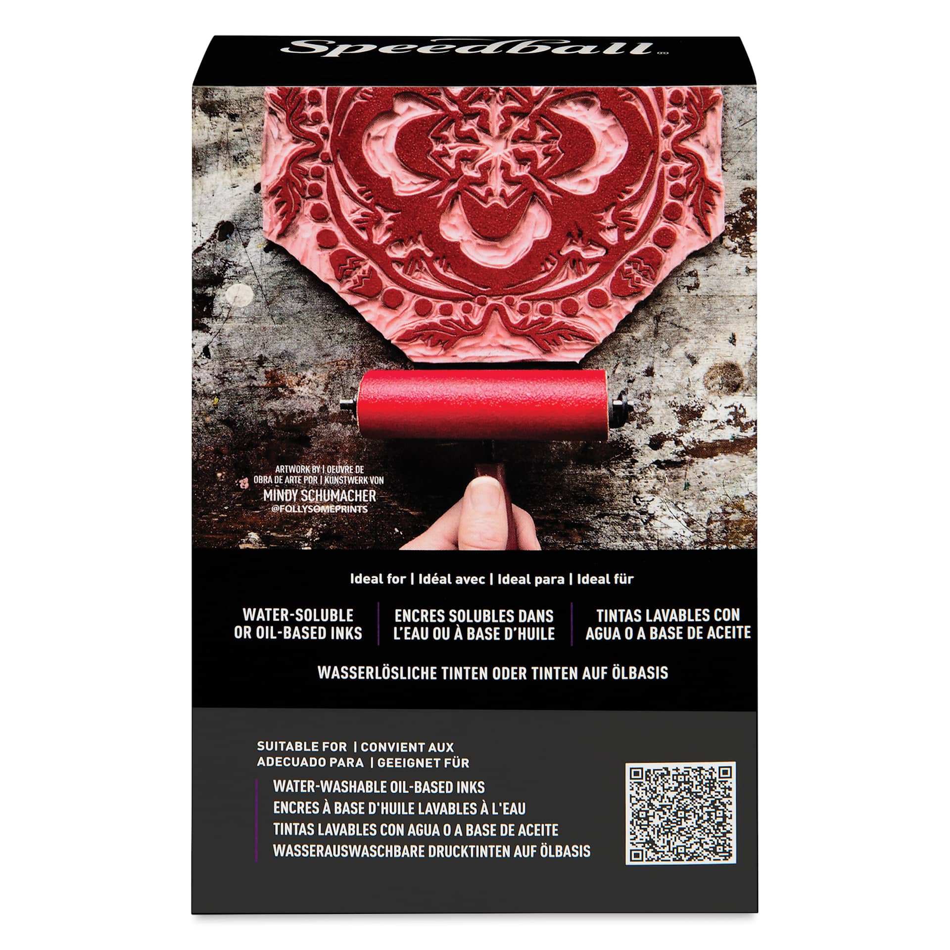 Speedball Soft Rubber Brayer - 3", back of packaging