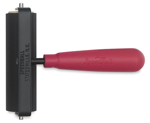 Deluxe Hard Rubber Brayer with Heavy-Duty Steel Frame - top view Deluxe Hard Rubber Brayer with Heavy-Duty Steel Frame - top view