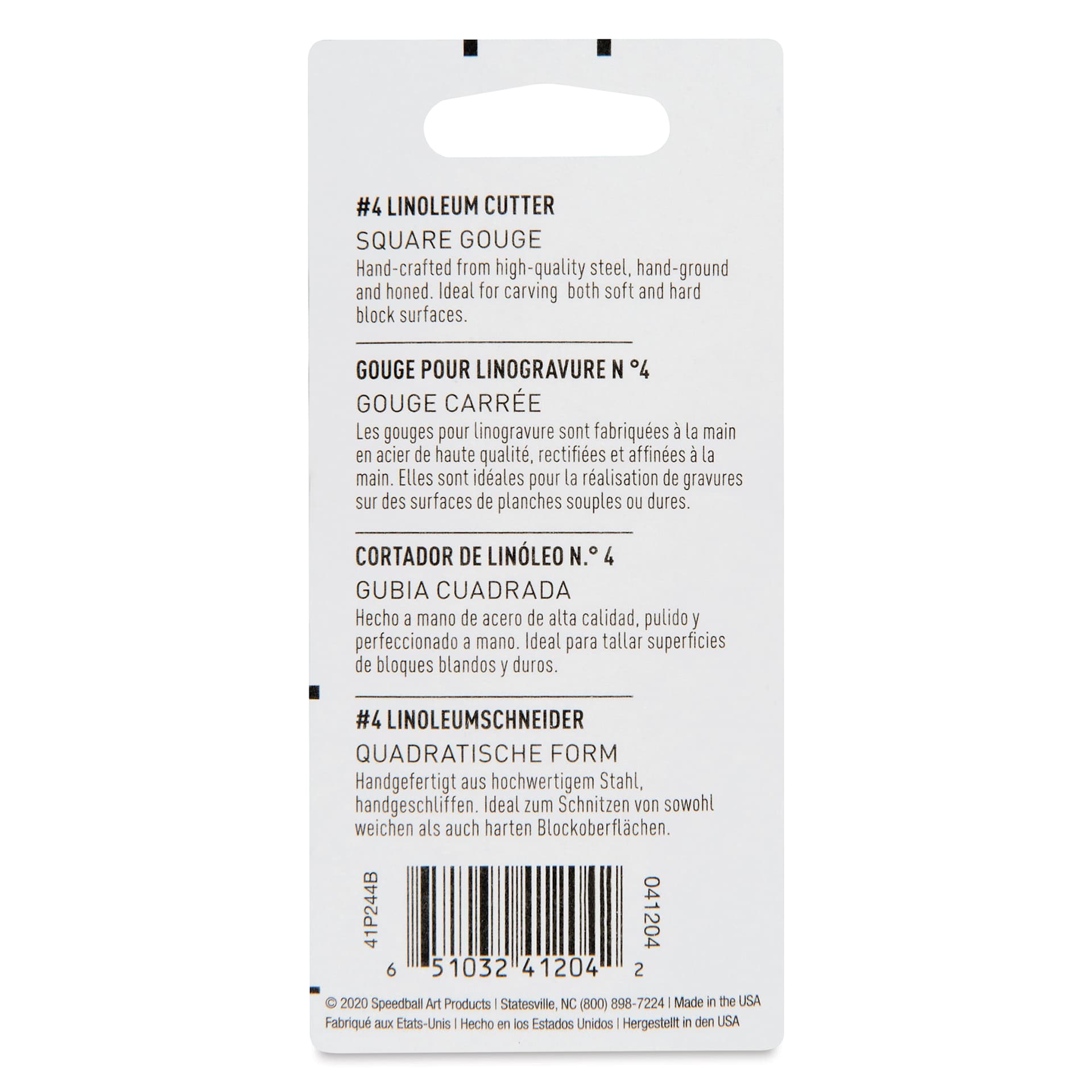 Speedball Linoleum Cutter - Pkg of 2, No. 4 Square Gouge (Back of package)