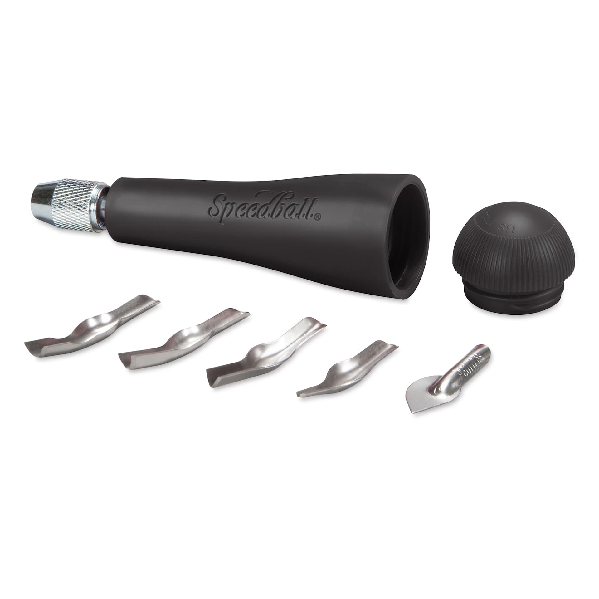 Speedball Linoleum Handle - Black Lino Handle No. 1, Set of 5 Cutters