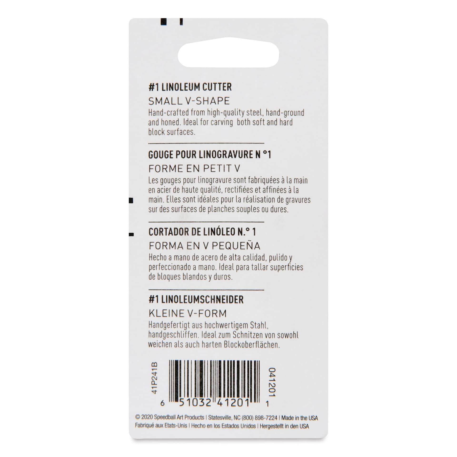 Speedball Linoleum Cutter - Pkg of 2, No. 1 Small V (Back of package)