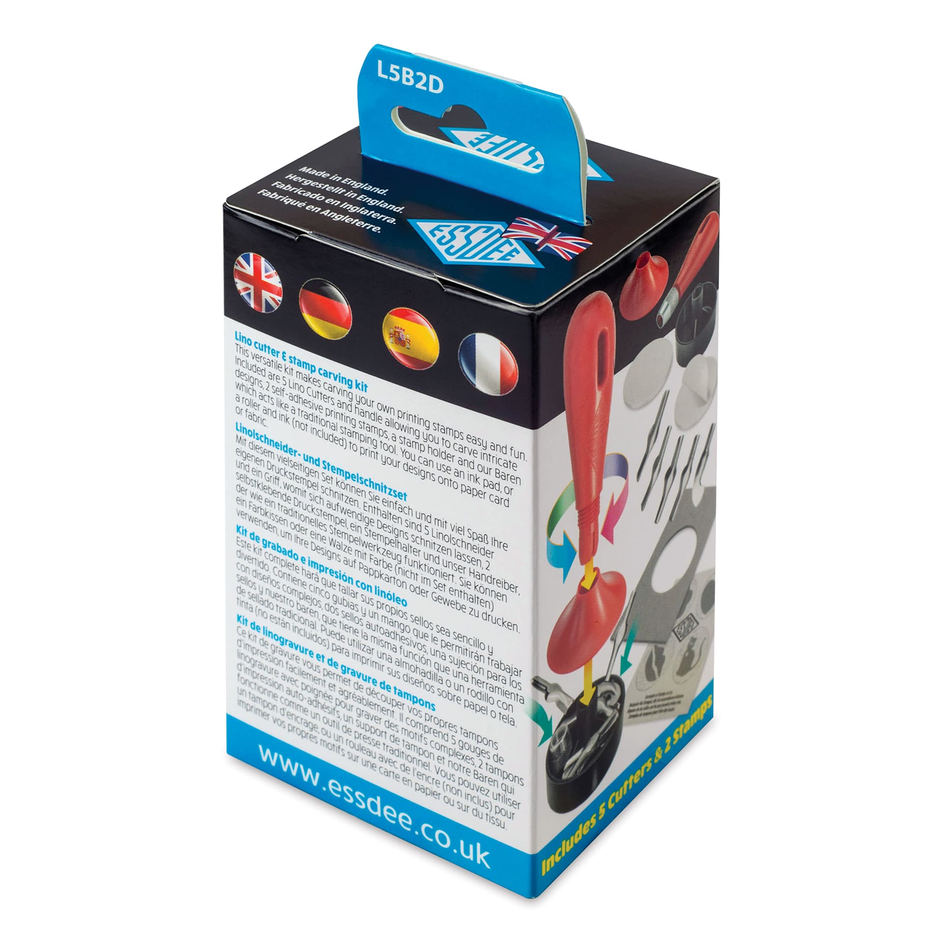 Essdee 3 In 1 Lino Cutter and Stamp Carving Kit (Back of package)