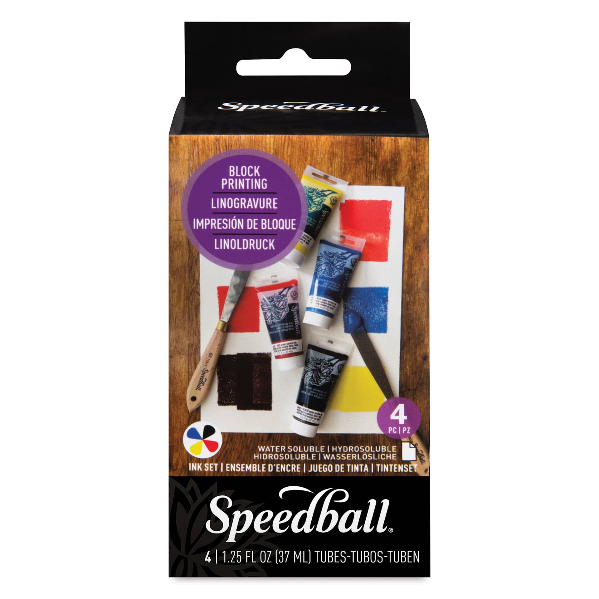 Speedball Block Printing Inks - Basic, Set of 4, front of the packaging