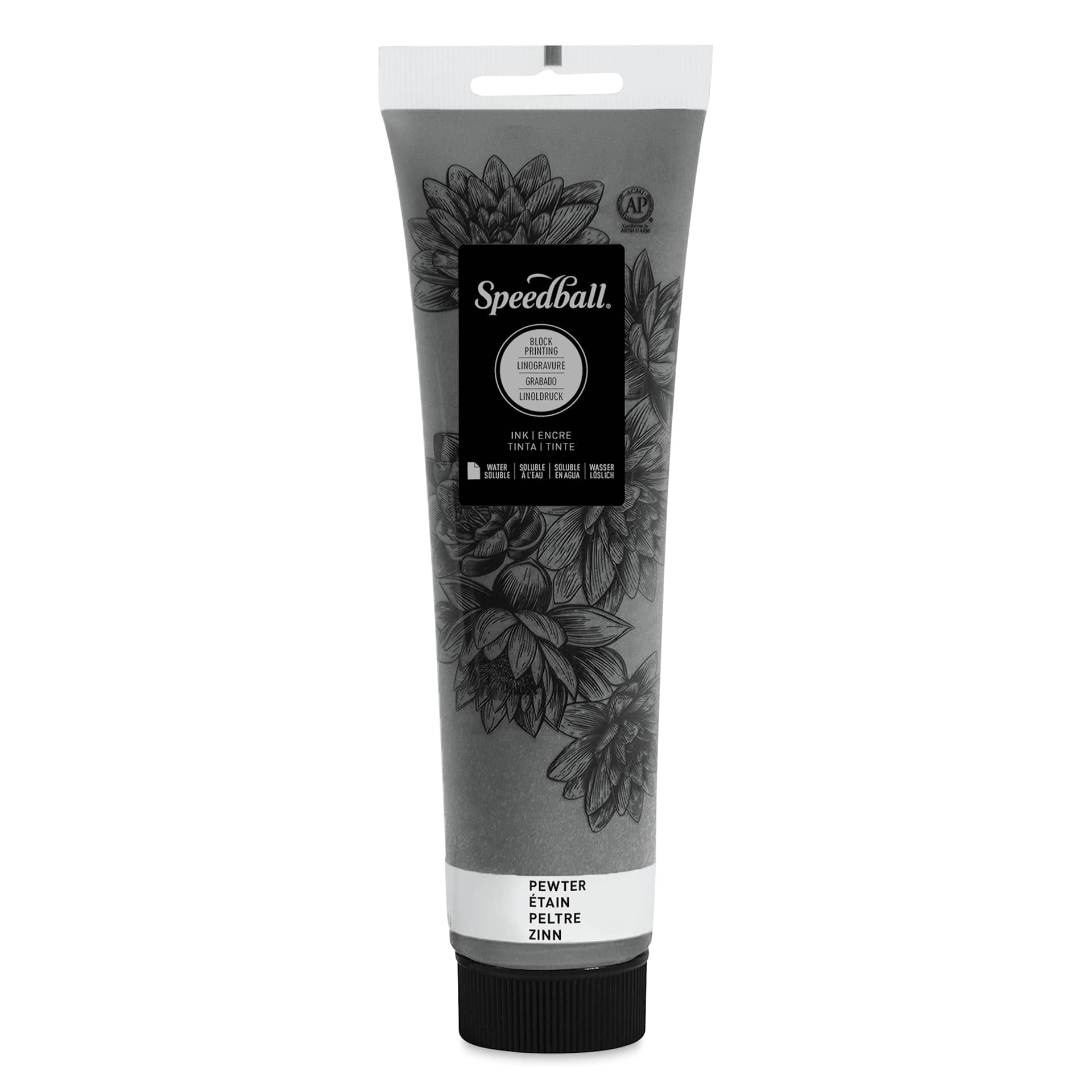 Speedball Water-Soluble Block Printing Ink - Pewter (Metallic), 5 oz