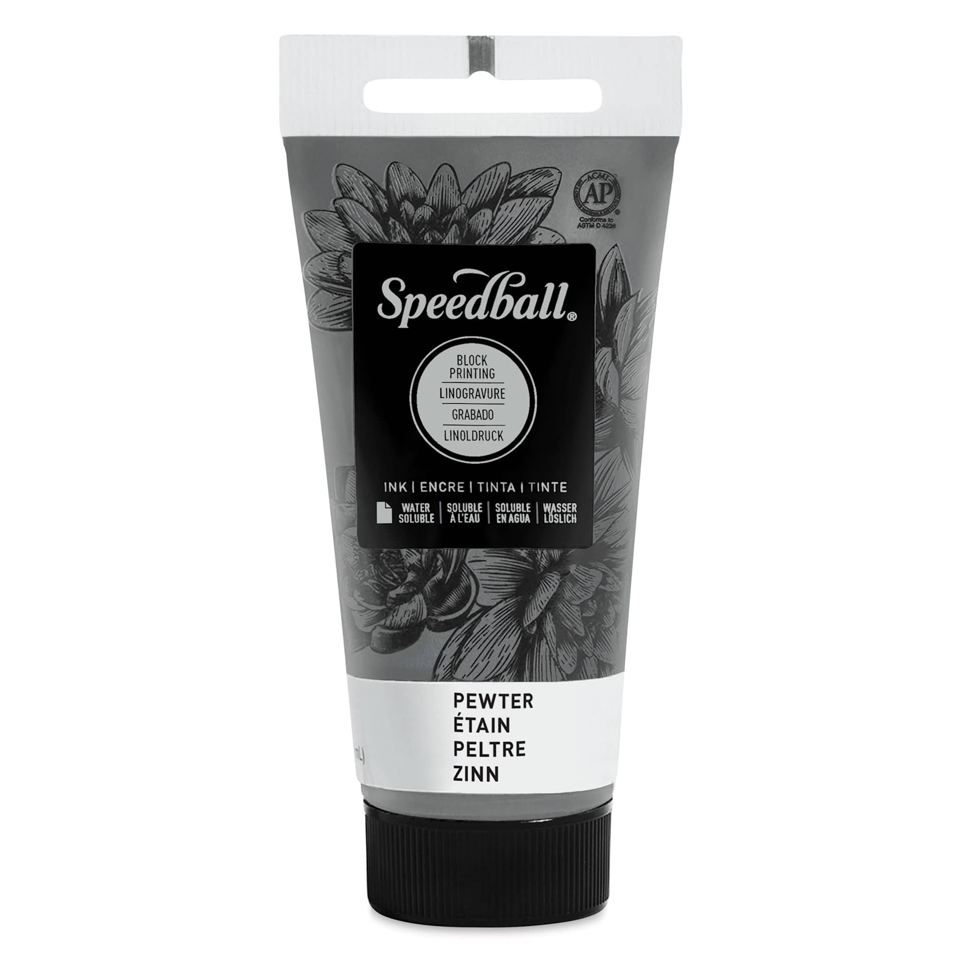 Speedball Water-Soluble Block Printing Ink - Pewter (Metallic), 1.25 oz