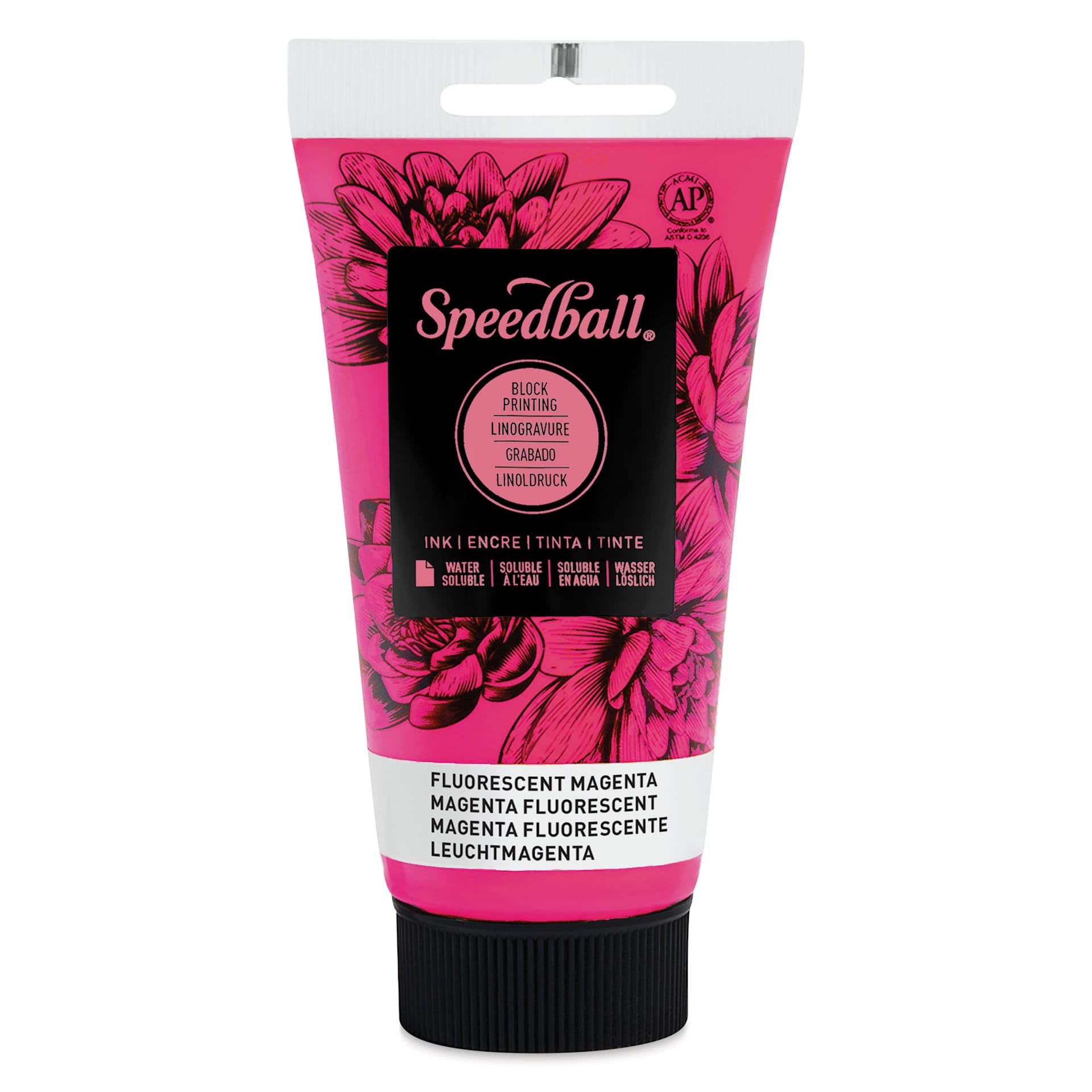 Speedball Water-Soluble Block Printing Ink - Fluorescent Magenta, 2.5 oz