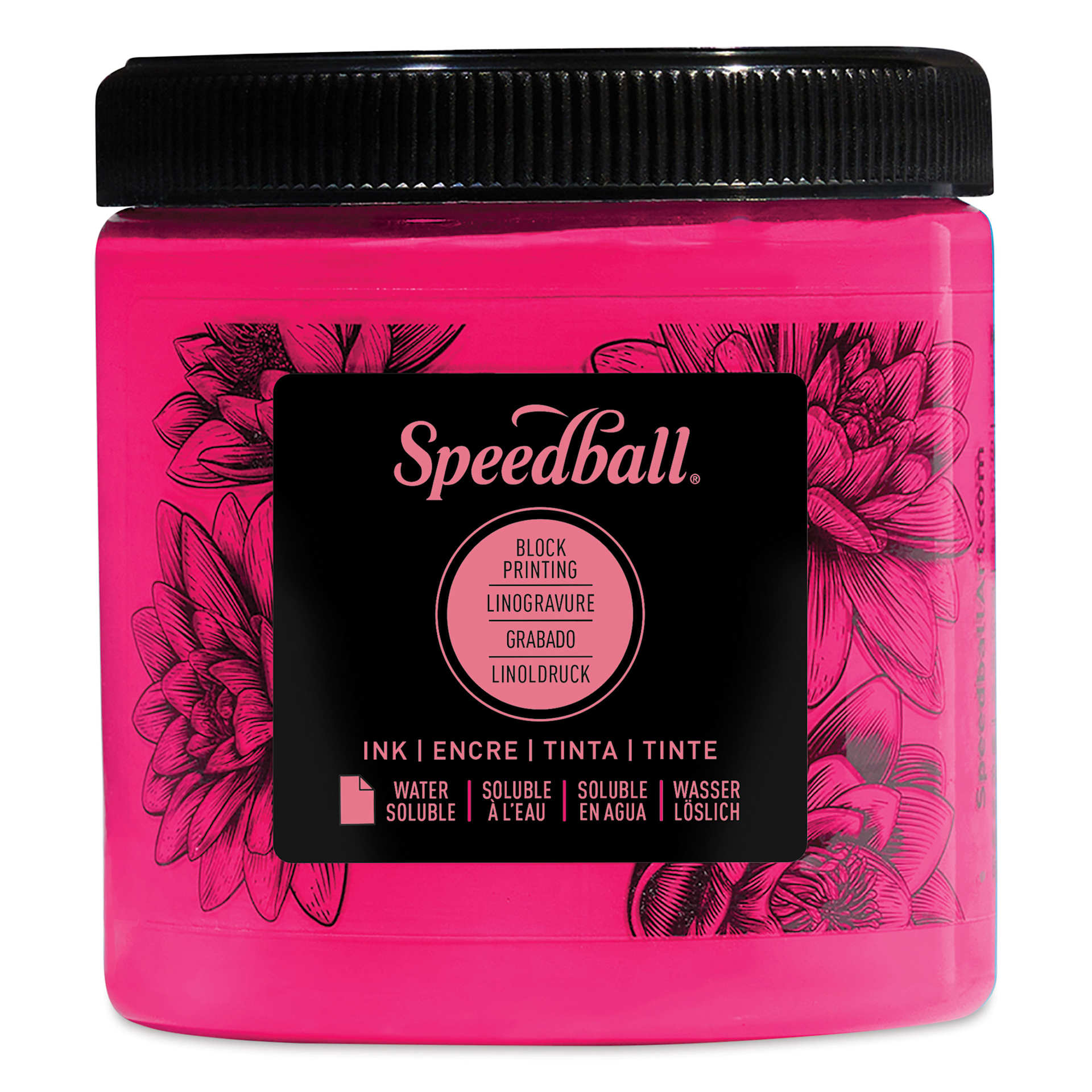 Speedball Water-Soluble Block Printing Ink - Fluorescent Magenta, 8 oz