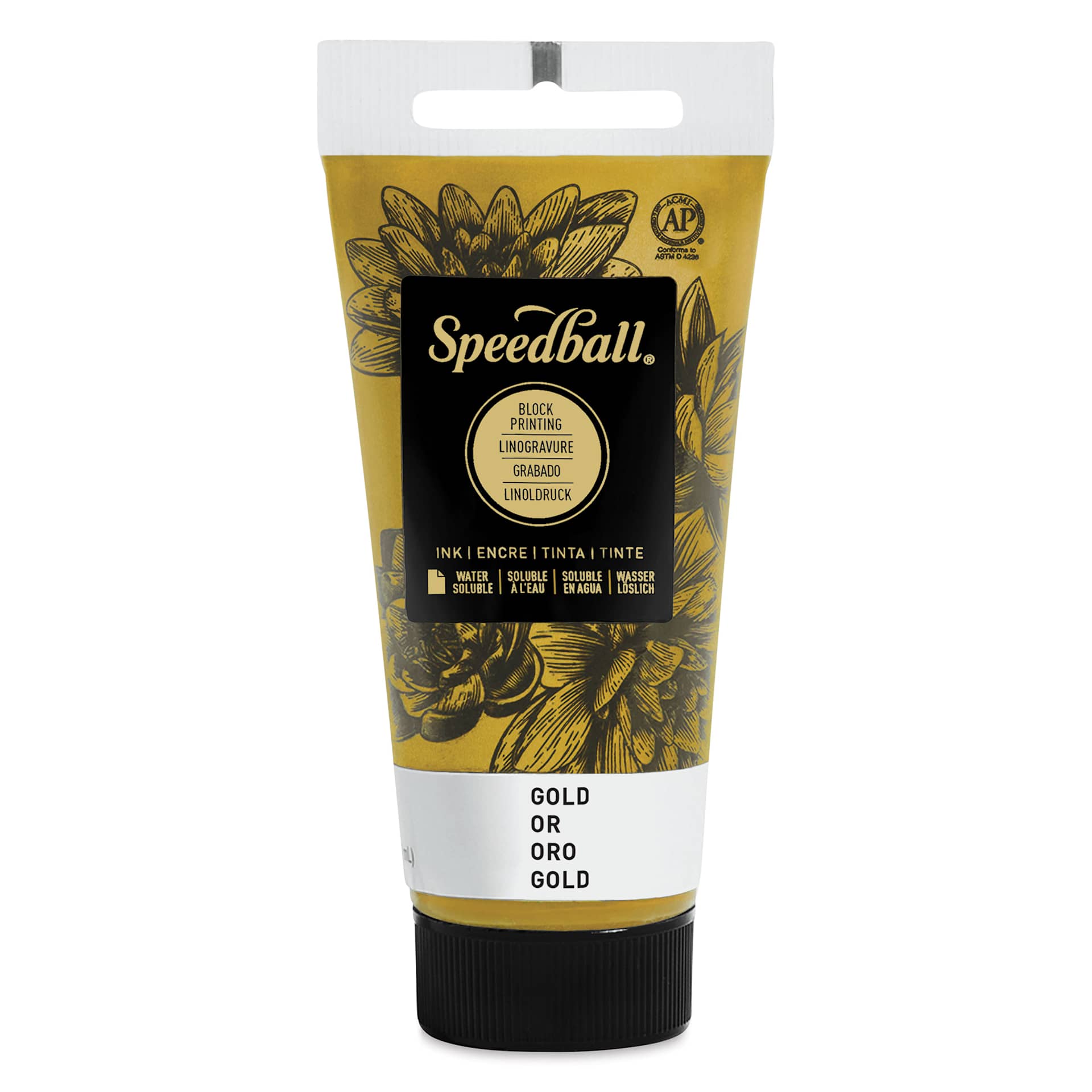 Speedball Water-Soluble Block Printing Ink - Gold (Metallic), 1.25 oz