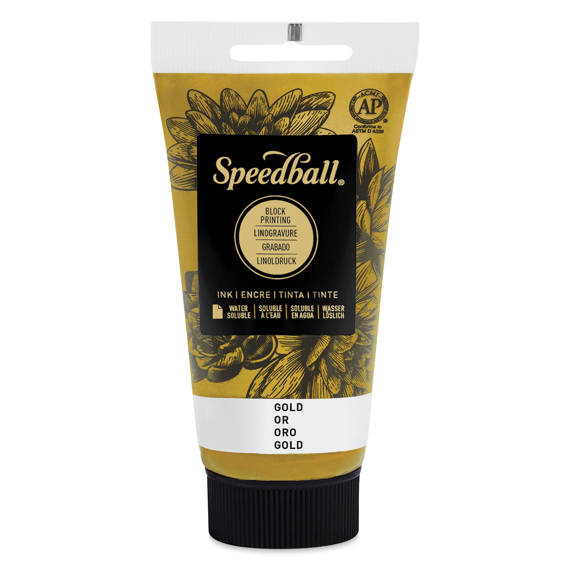 Speedball Water-Soluble Block Printing Ink - Gold (Metallic), 2.5 oz