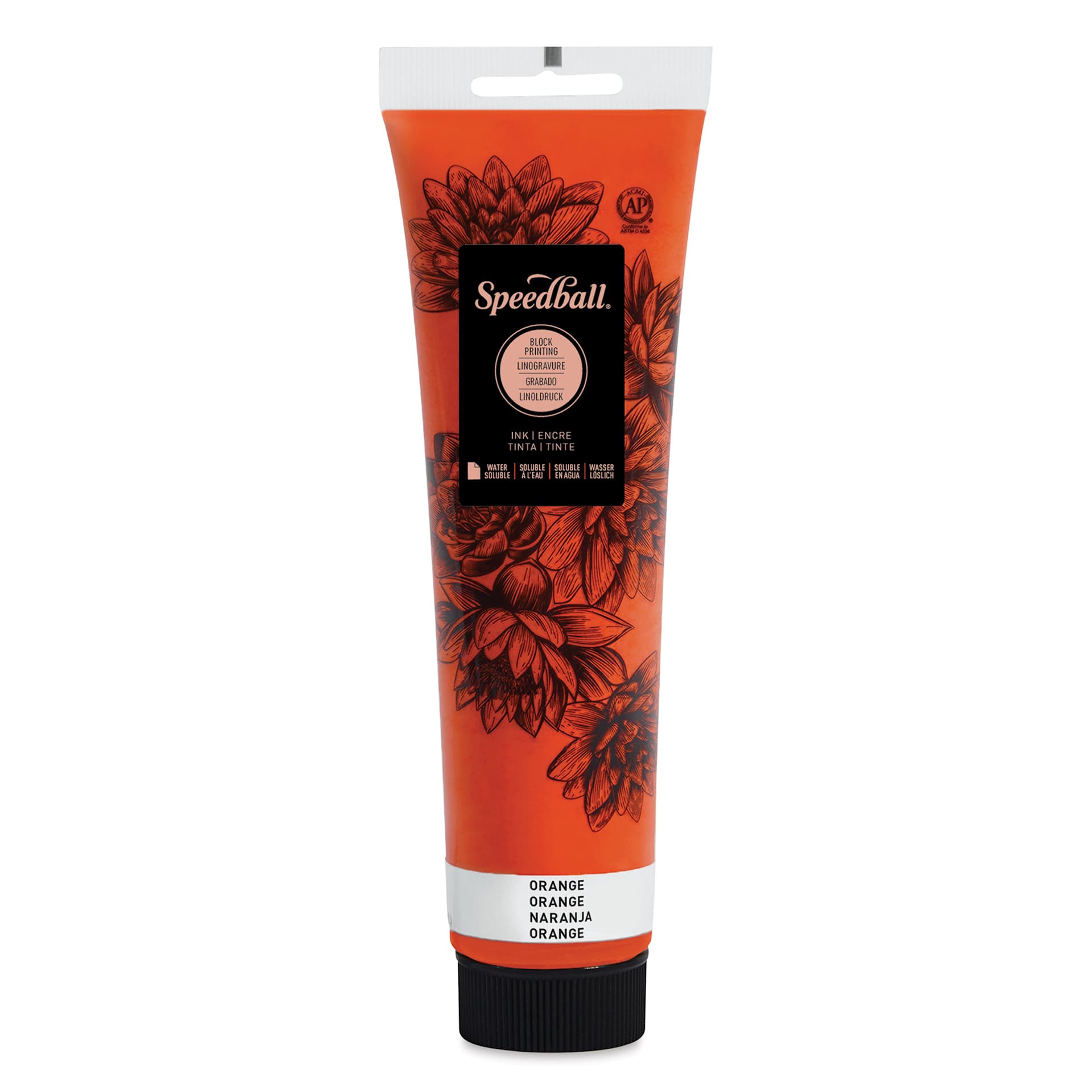 Speedball Water-Soluble Block Printing Ink - Orange, 5 oz