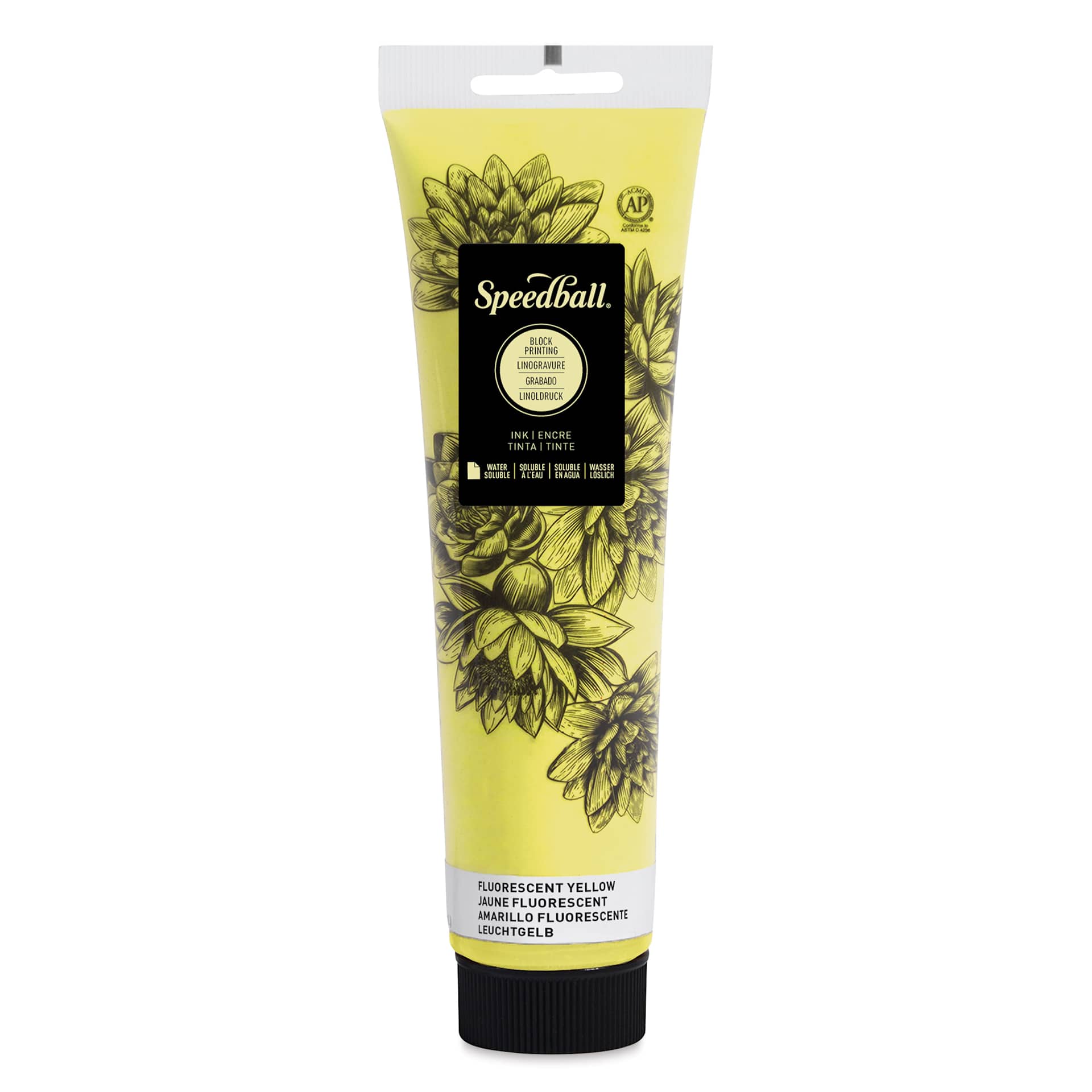 Speedball Water-Soluble Block Printing Ink - Fluorescent Yellow, 5 oz