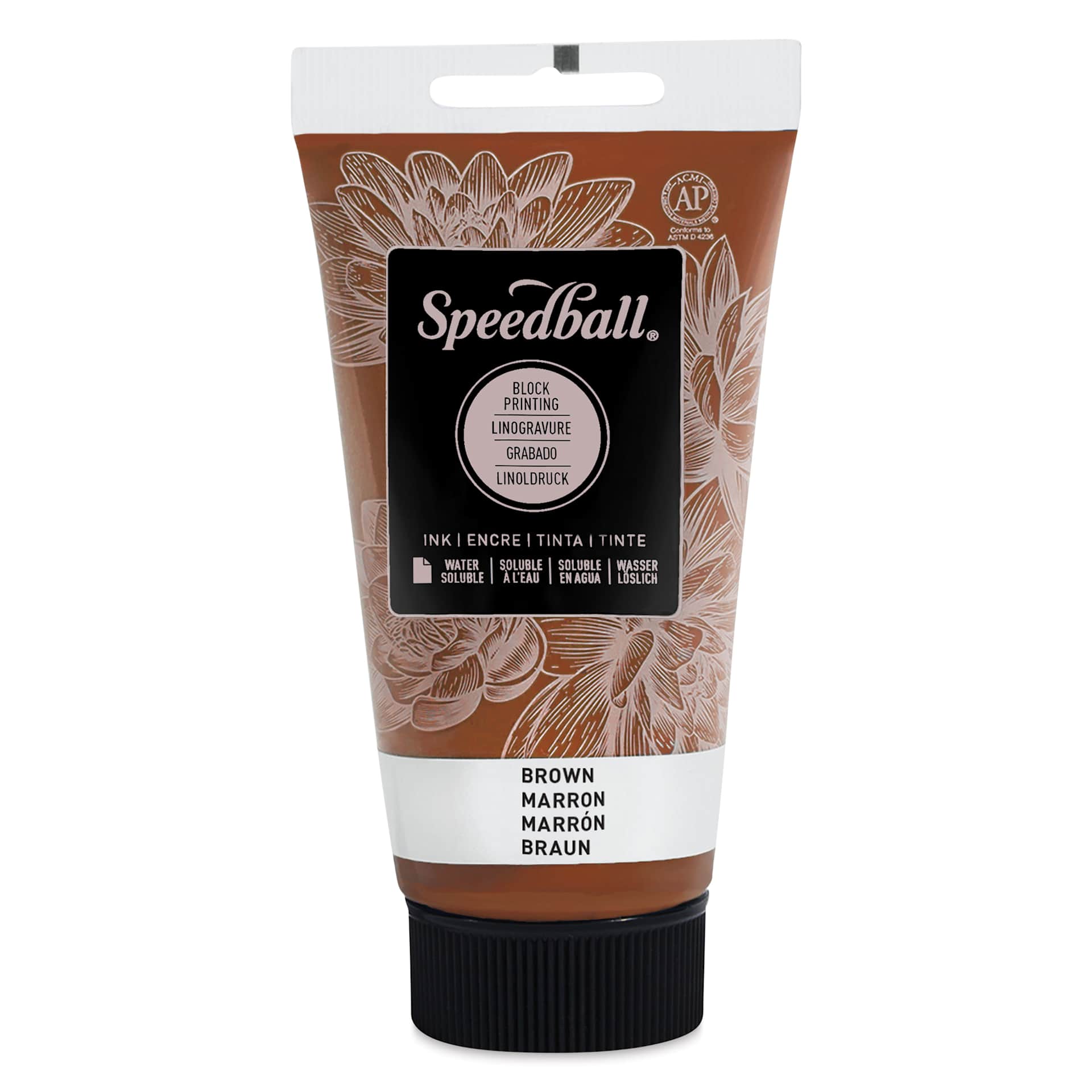 Speedball Water-Soluble Block Printing Ink - Brown, 2.5 oz