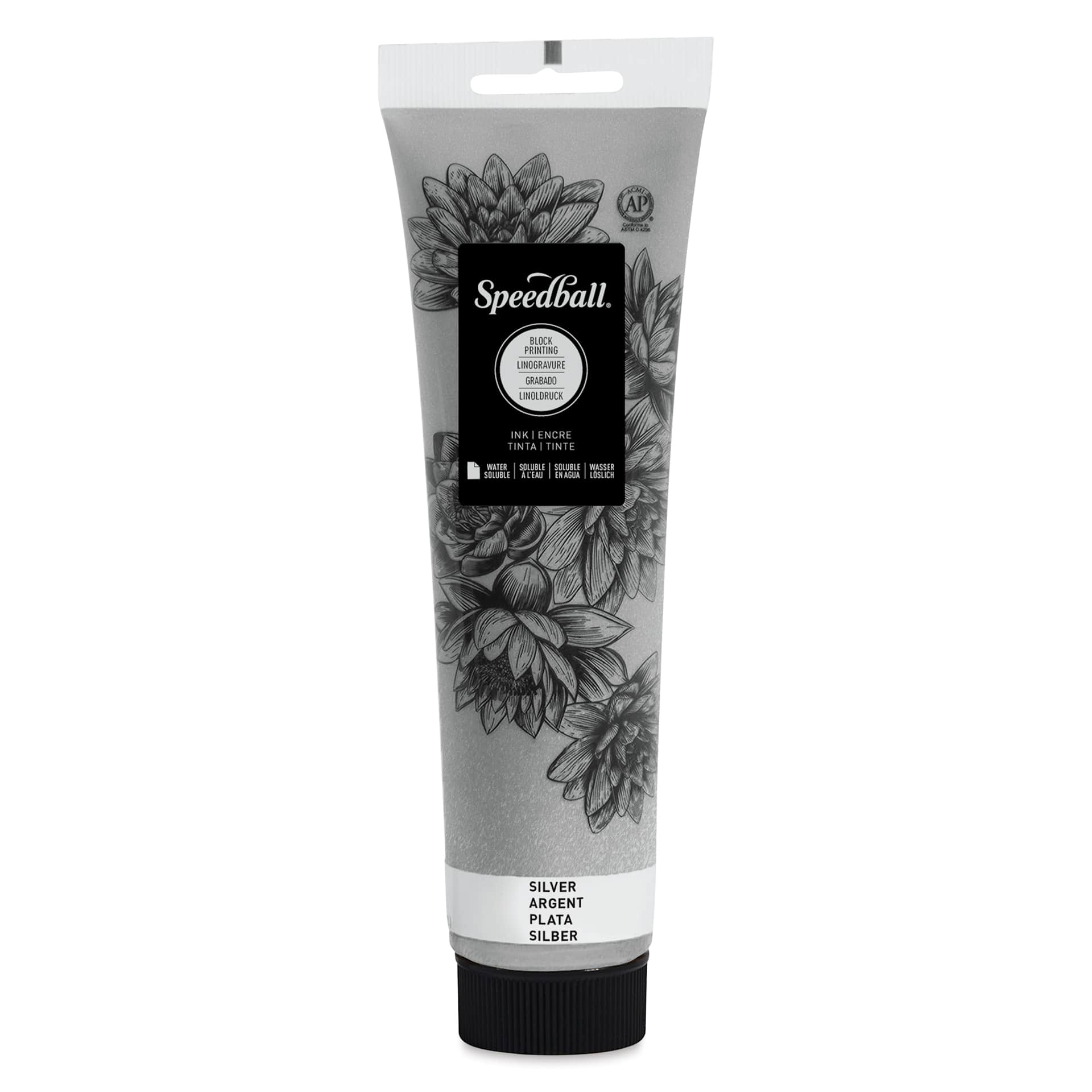 Speedball Water-Soluble Block Printing Ink - Silver (Metallic), 5 oz