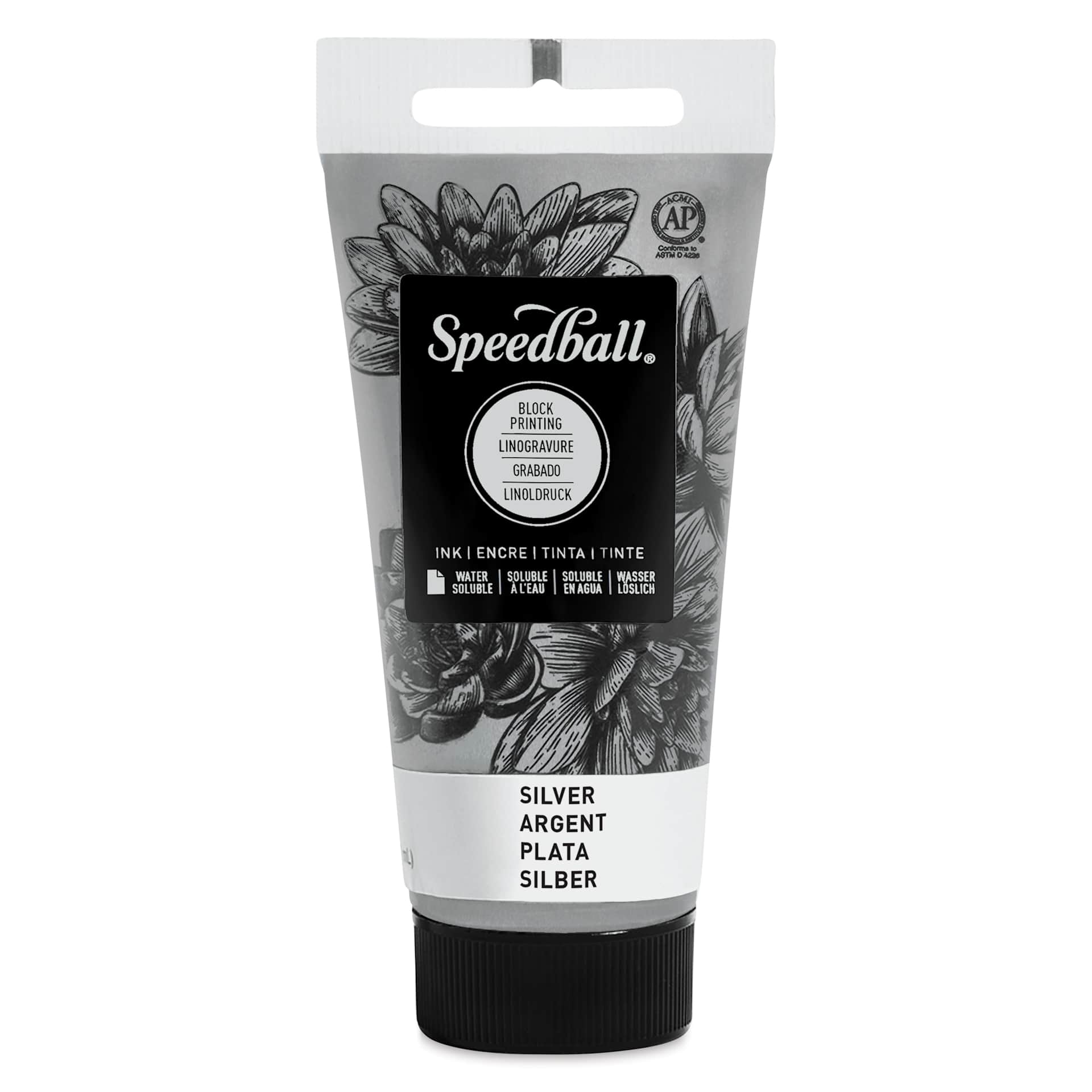 Speedball Water-Soluble Block Printing Ink - Silver (Metallic), 1.25 oz