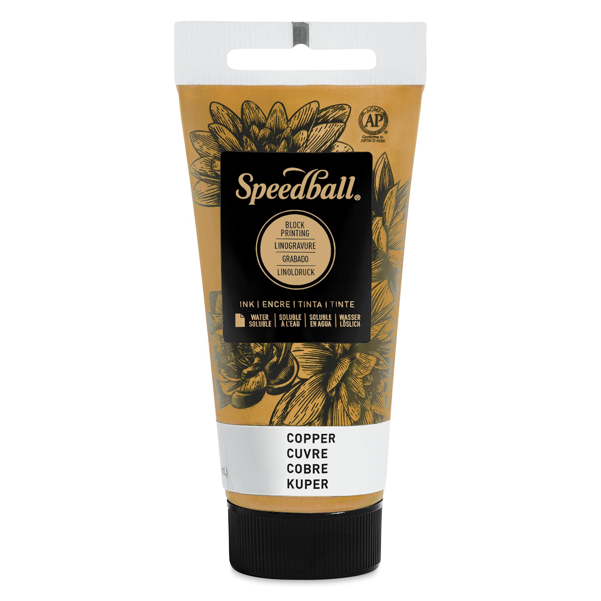 Speedball Water-Soluble Block Printing Ink - Copper (Metallic), 1.25 oz