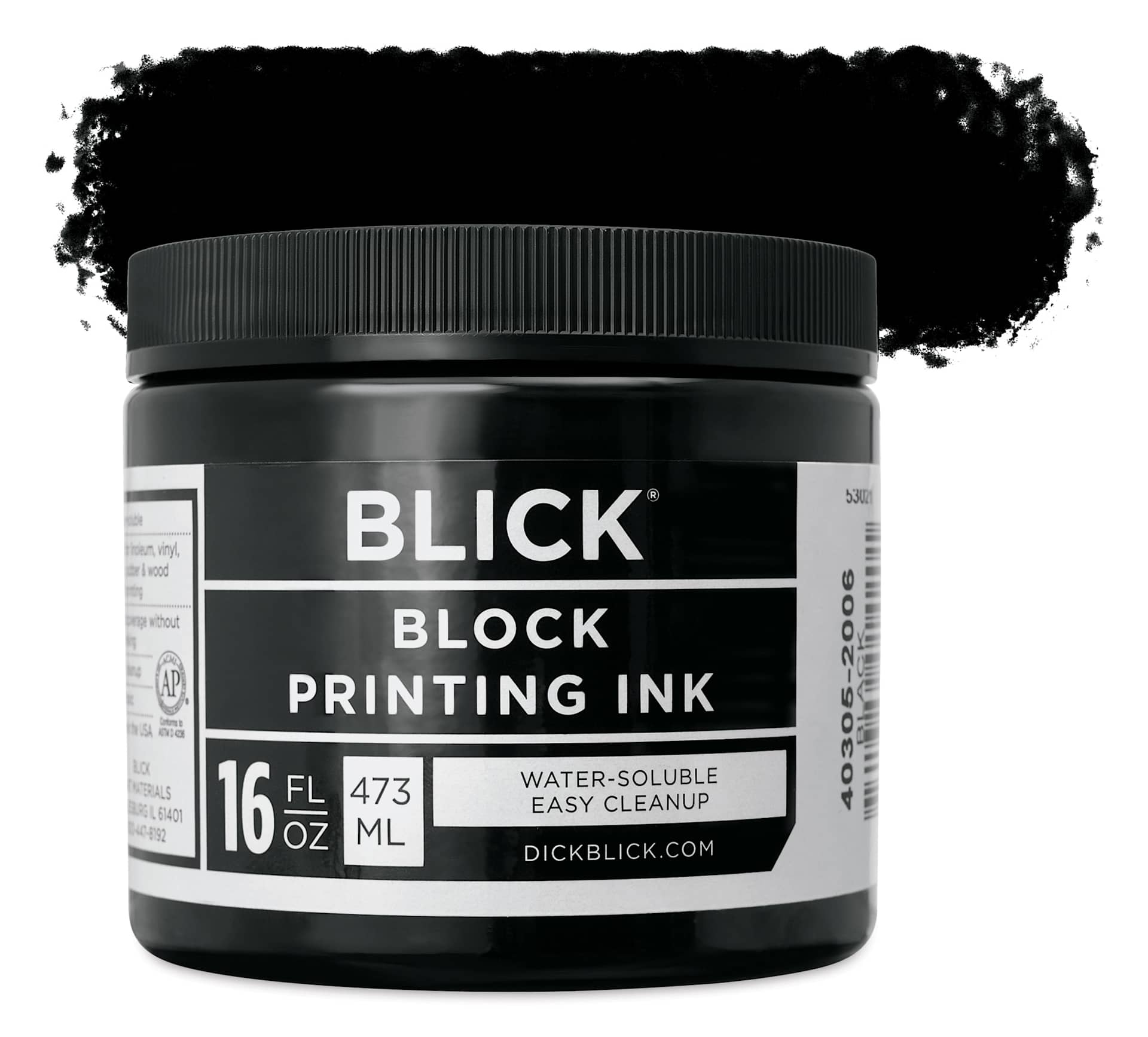 Blick Water-Soluble Block Printing Ink - Black, 16 oz Jar