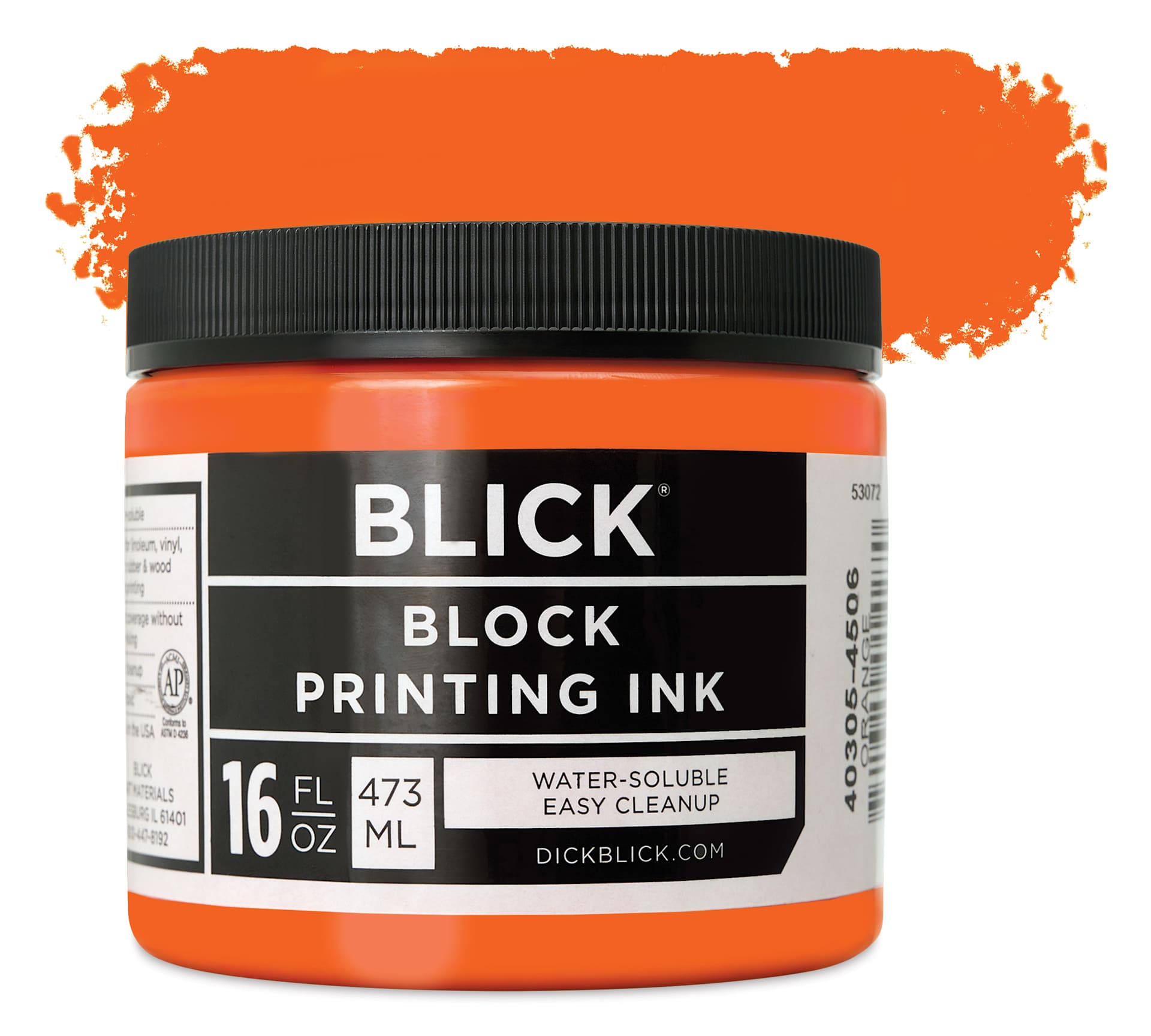 Blick Water-Soluble Block Printing Ink - Orange, 16 oz Jar