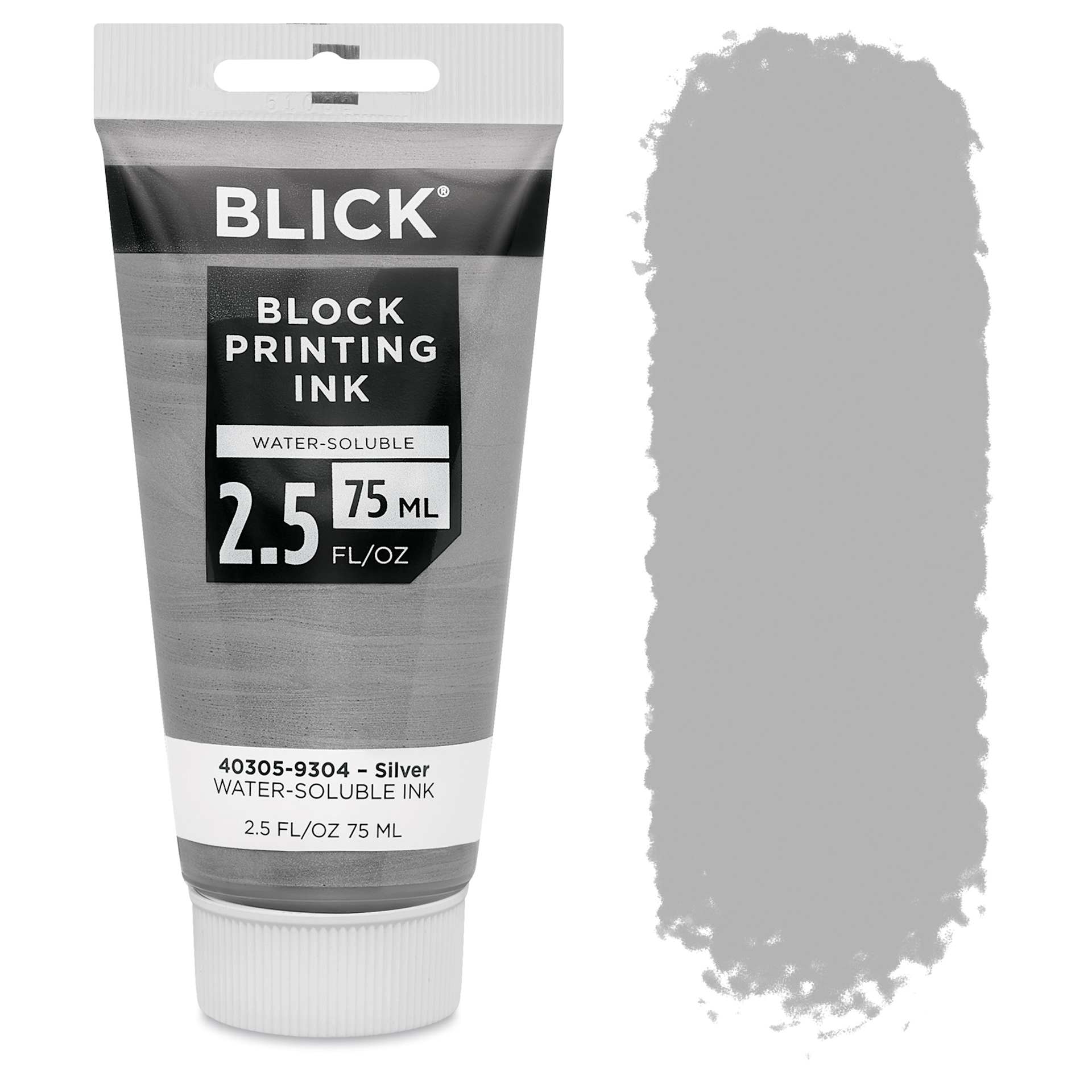 Blick Water-Soluble Block Printing Ink - Silver, 2.5 oz Tube