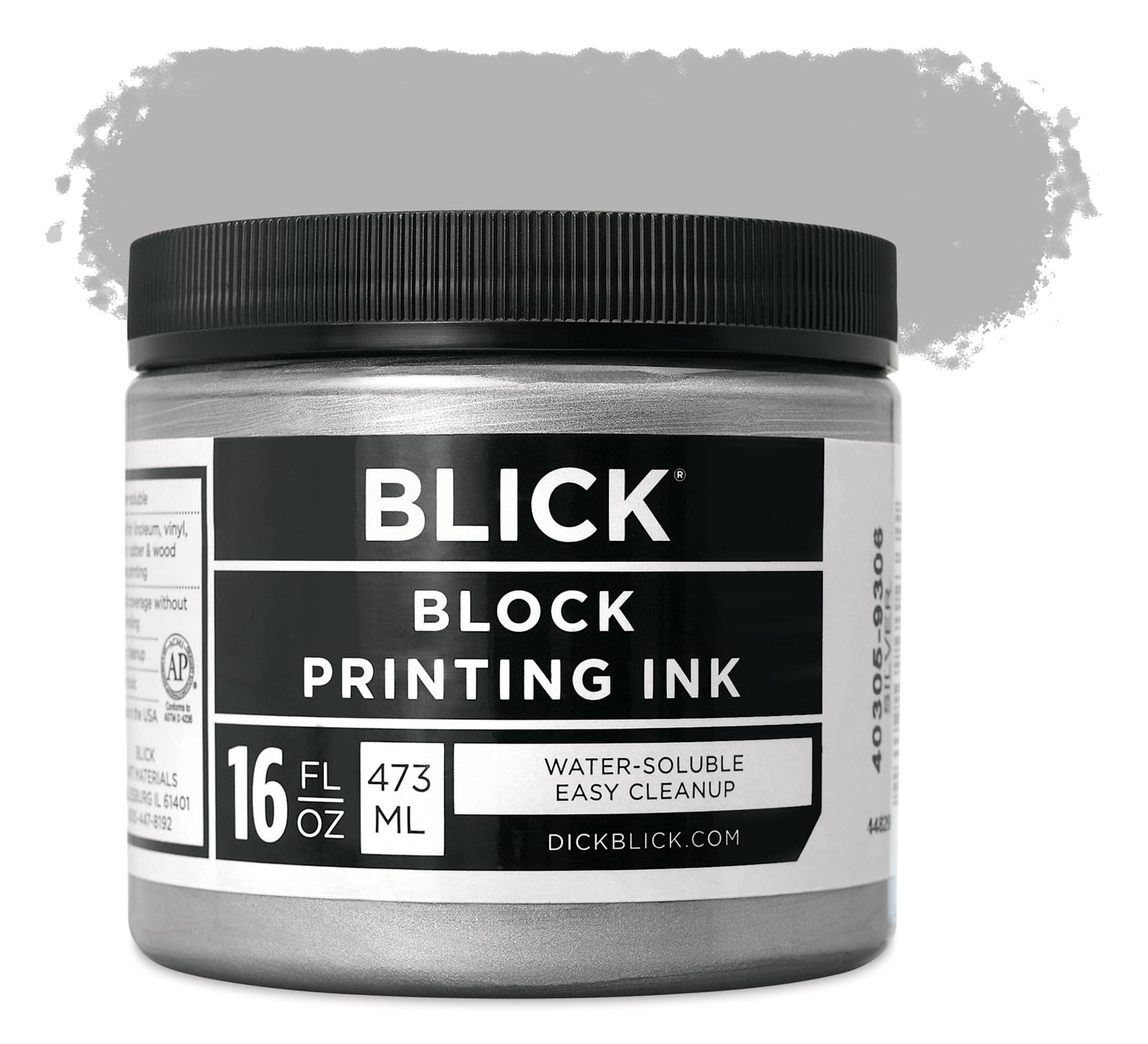 Blick Water-Soluble Block Printing Ink - Silver, 16 oz Jar